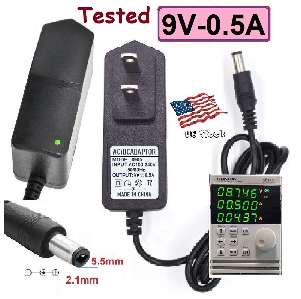 AC Converter Adapter 5.5mm x 2.1mm DC 9V 0.5A 500mA Power Supply Charger USA