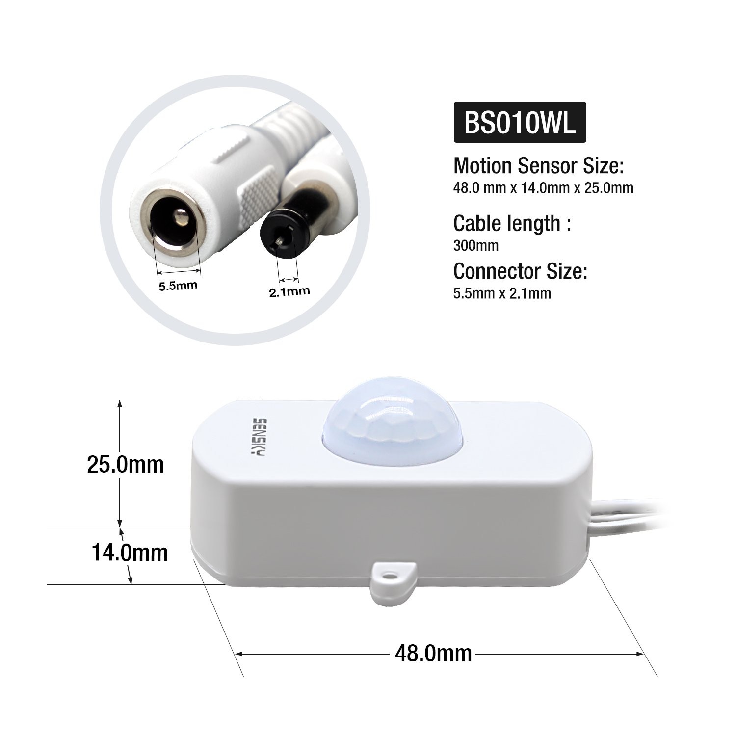BS010WL DC 12v to 24v Mini Pir Motion Sensor Switch Occupancy Sensor Switch f…