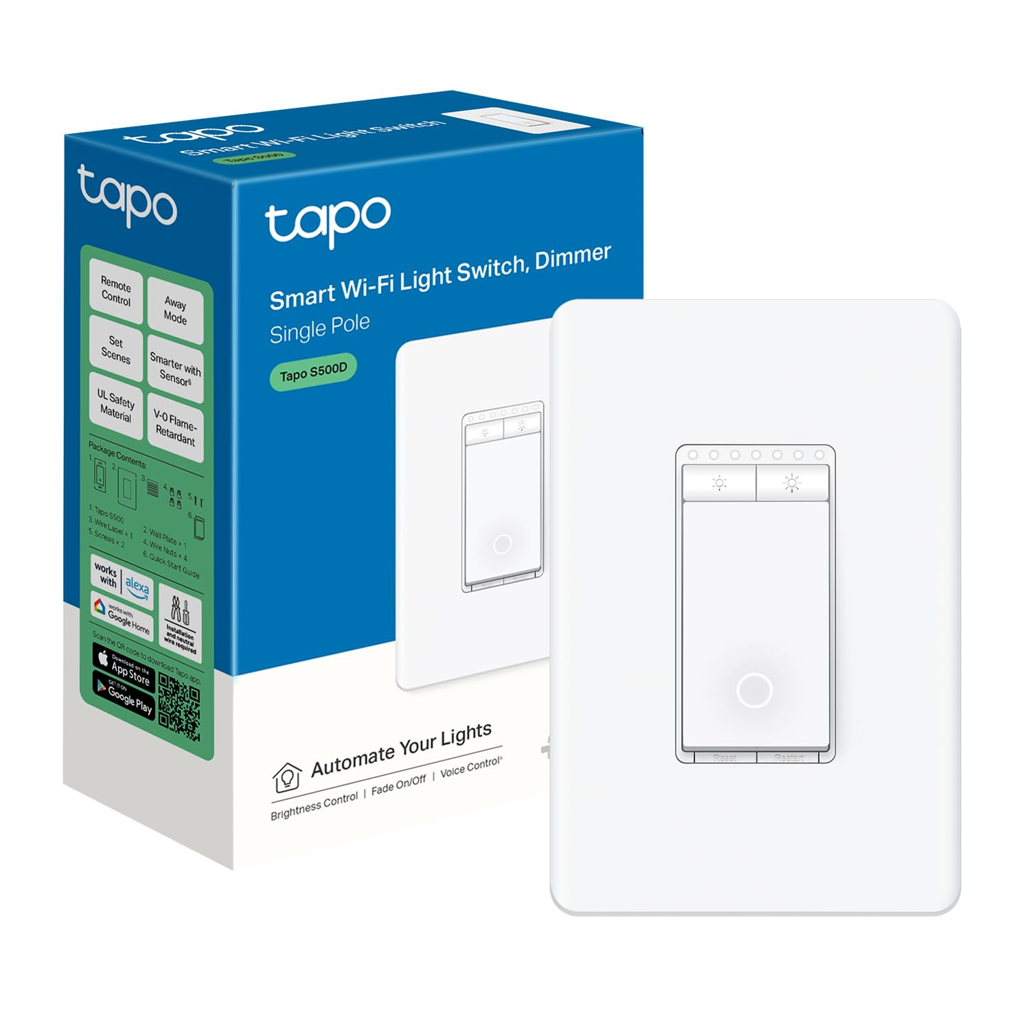 Tp-Link Smart Dimmer Switch, Single Pole, Neutral Wire Required, 2.4Ghz Wi-Fi L