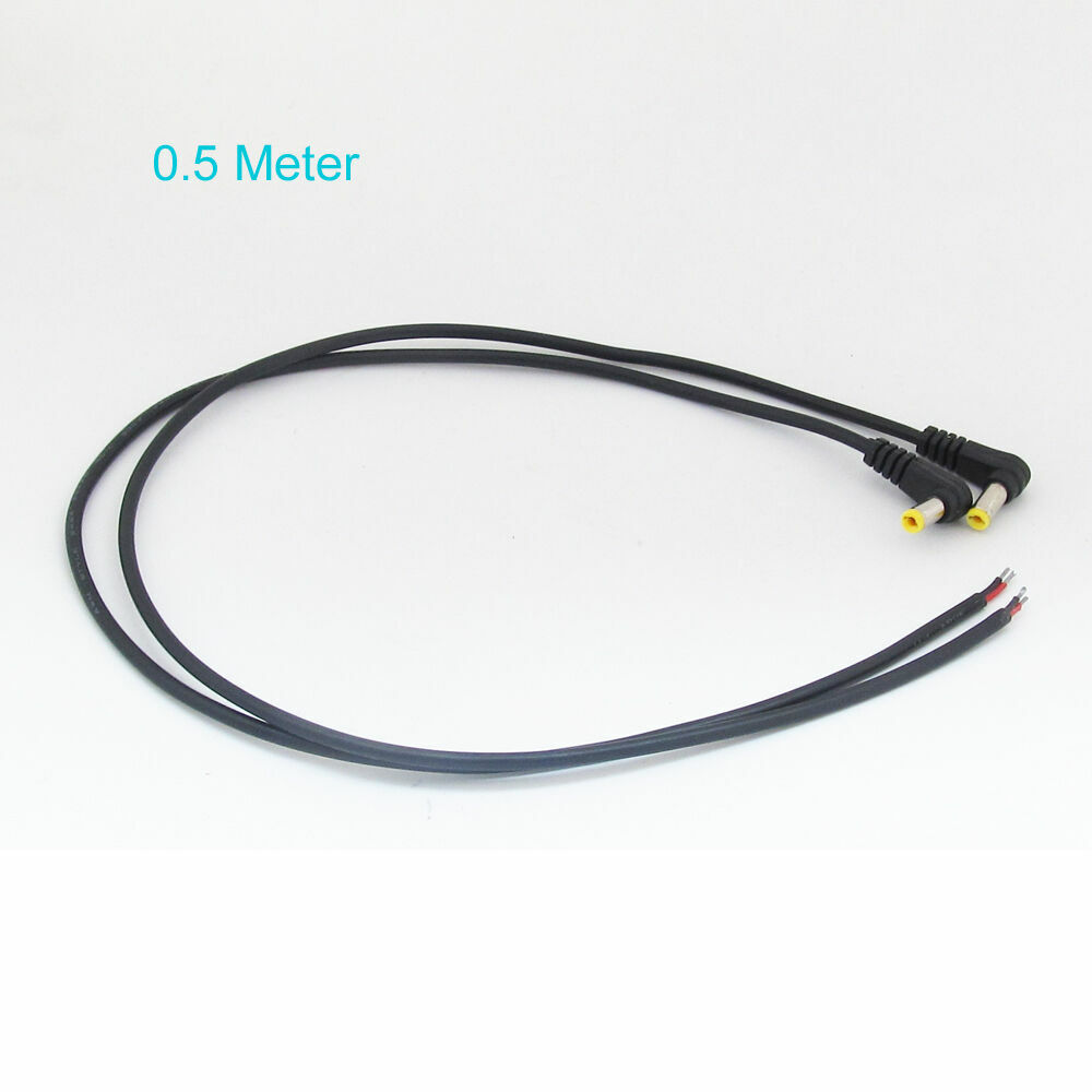 10pcs 50cm 22AWG DC Power Cable Right Angle 5.5×2.1mm 2.1mm DC Male For CCTV