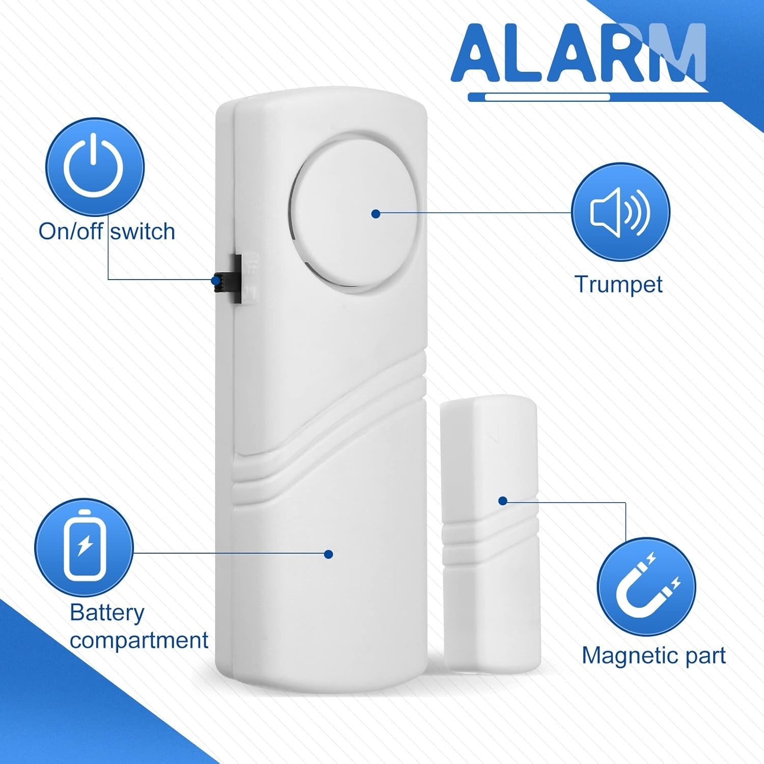 Single Wireless Door Alarm – 90dB Compact Sensor for Safety at Home/Office