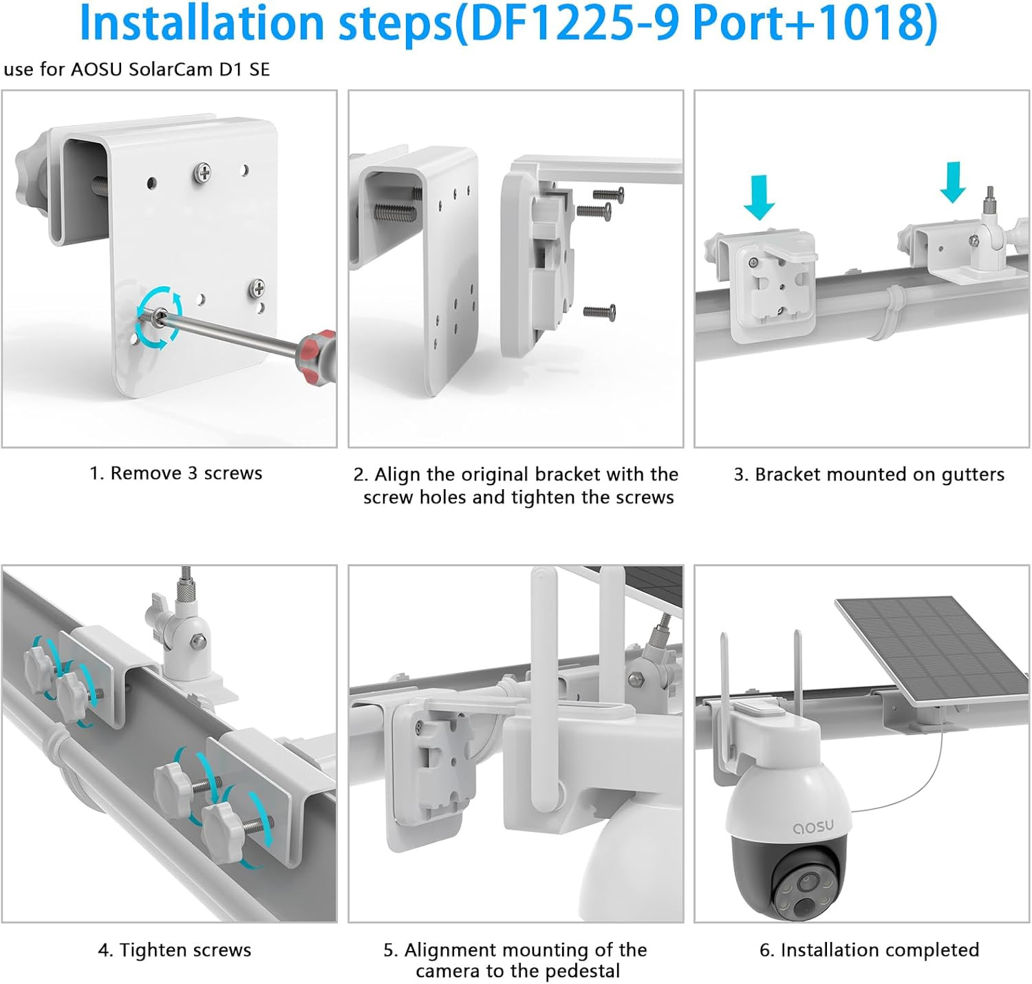 Gutter Mount Kits Compatible with AOSU Solar Security Cameras Wireless Outdoor(S