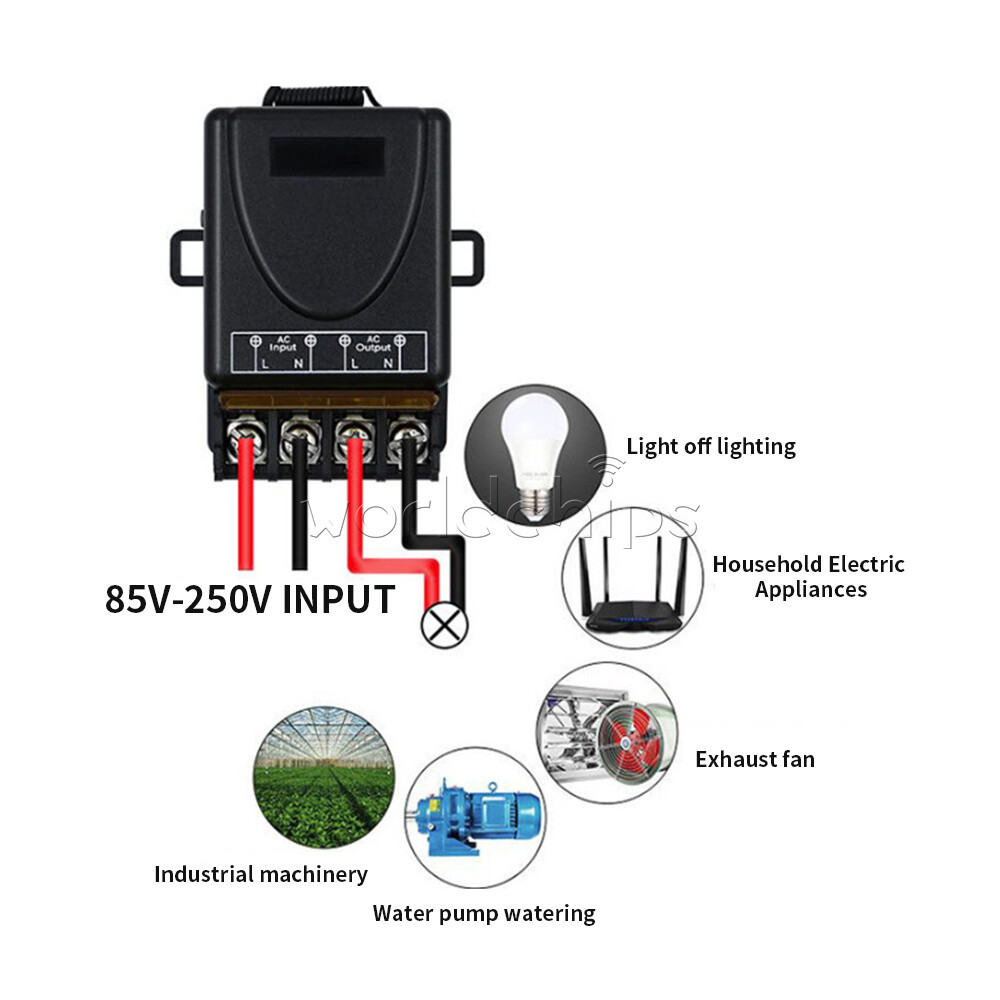 AC90-264V 220V 30A 433MHz Relay 1CH Wireless Remote Control Switch +Transmitter