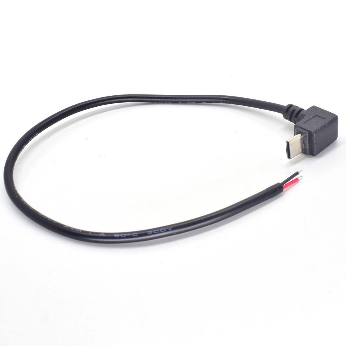 50pcs 30cm USB C Type-C UP Down Direction Cable 5V 3A 22AWG Power Pigtail Cable