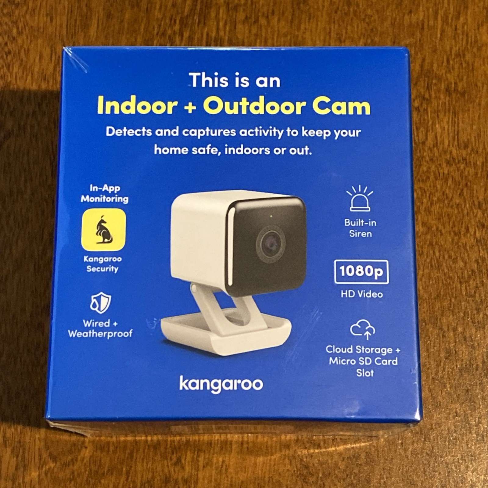 Kangaroo Indoor + Outdoor Cam Wired Security Camera 1080p HD – (Sealed & New)