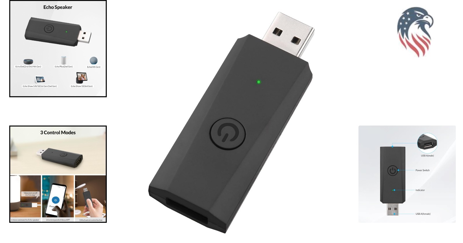 Wireless USB Power Switch Compatible with Alexa for USB Devices 5V 2A