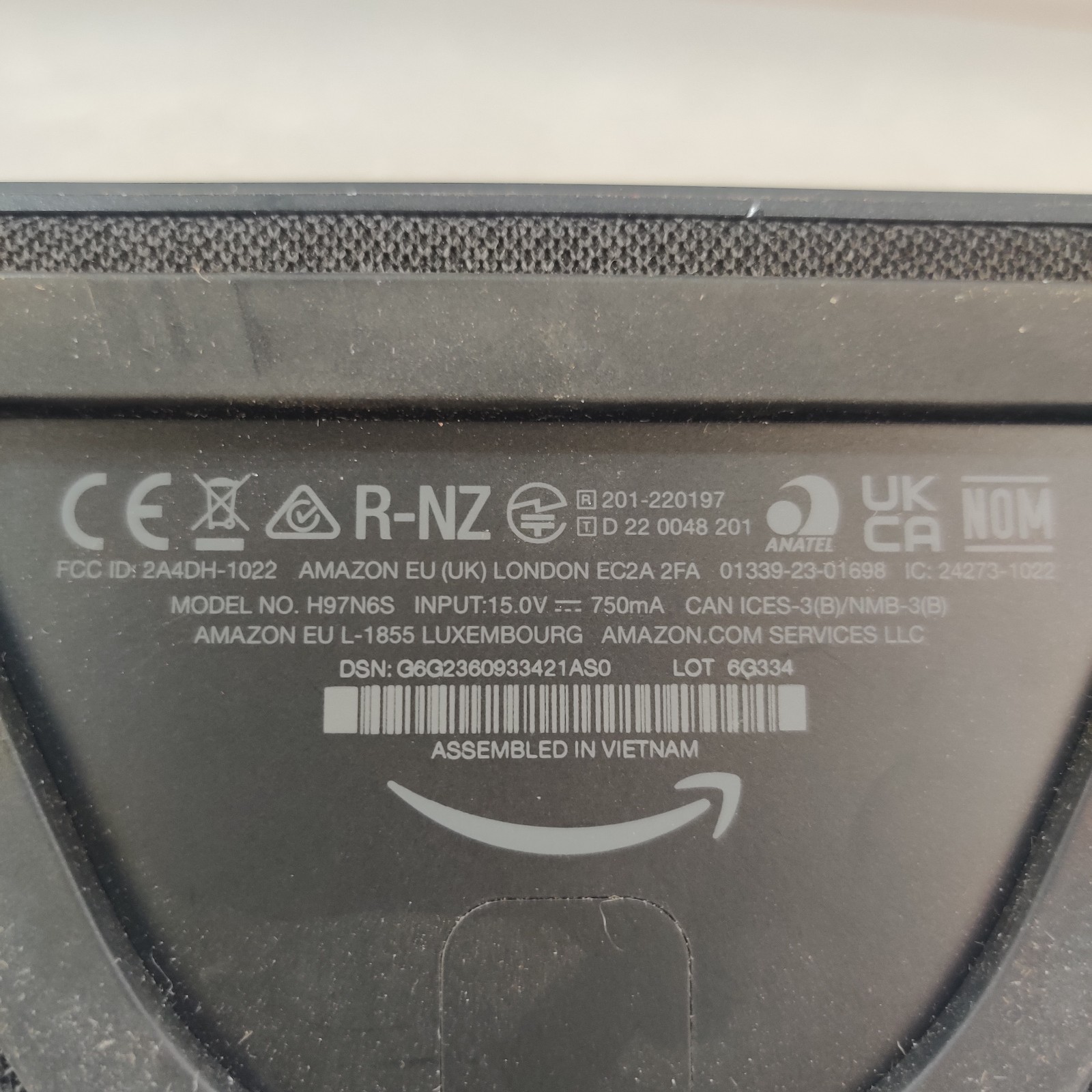 Amazon Echo Show 5 3rd Gen Smart Display Black H97N6S FOR PARTS DAMAGED NO CORD