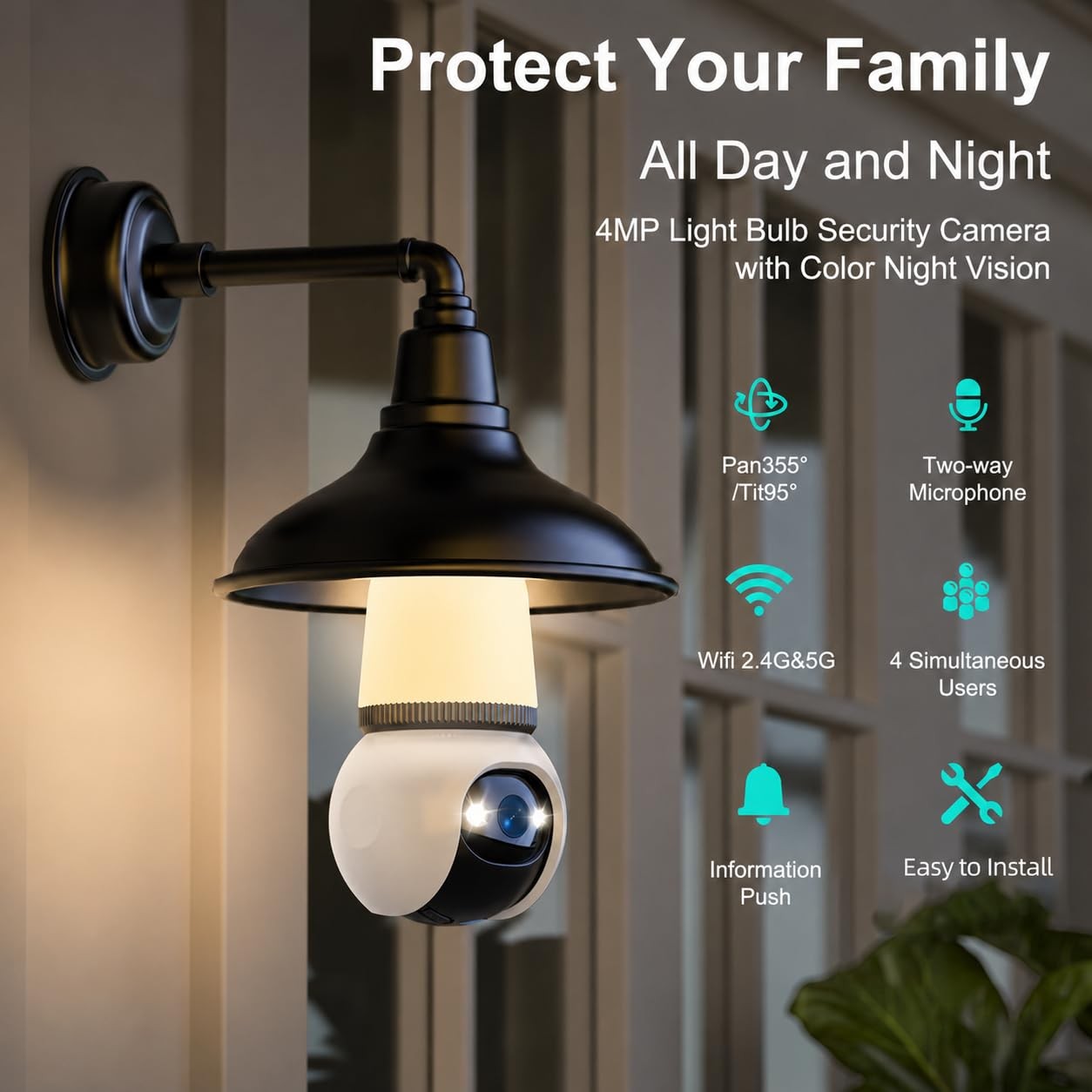 Hawkray Light Bulb Security Camera Wireless Outdoor Indoor-5&2.4GHz Dual Band…