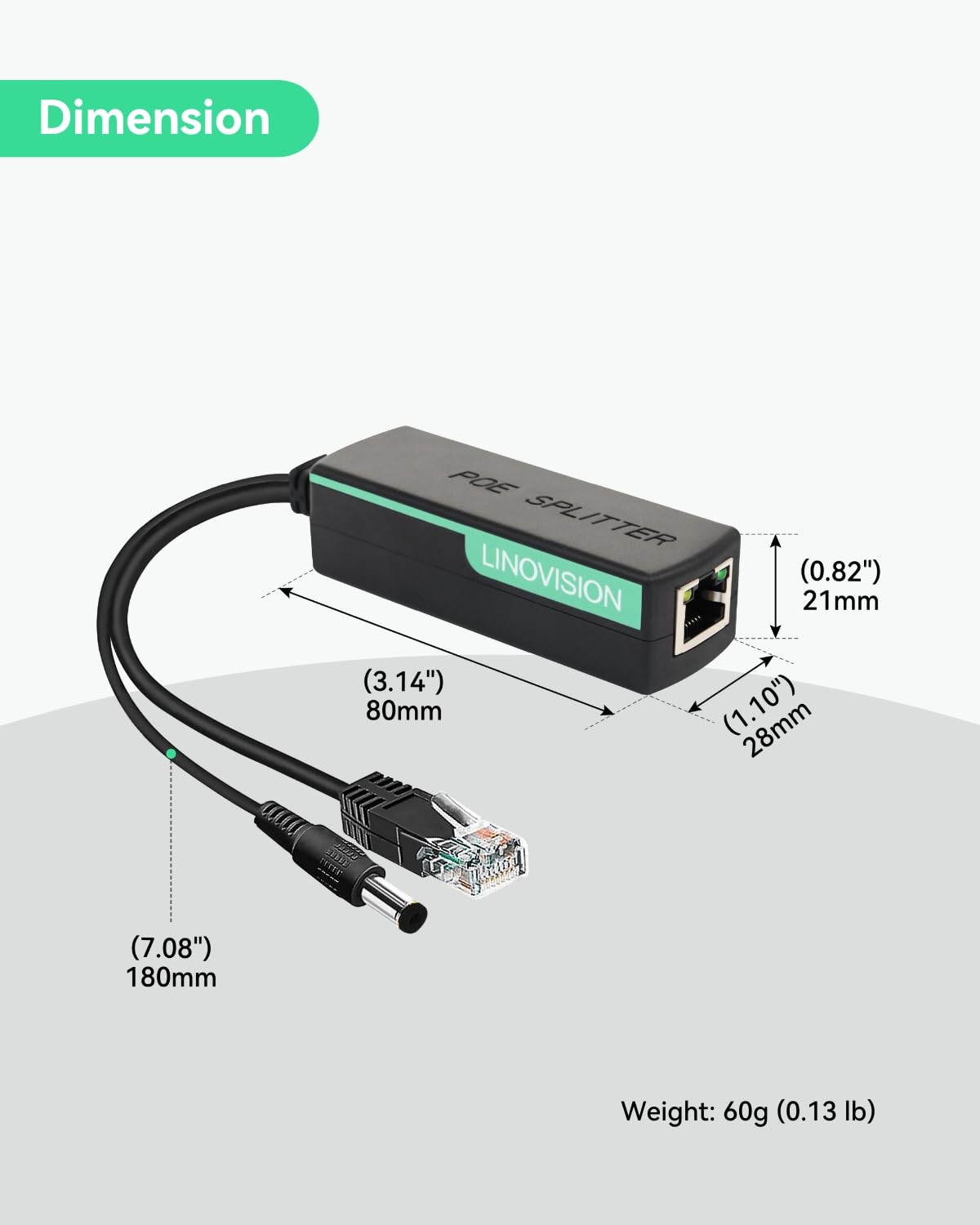 2 Pack DC12V 2A Output Power Over Ethernet PoE Splitter IEEE802.3af/at 10/100
