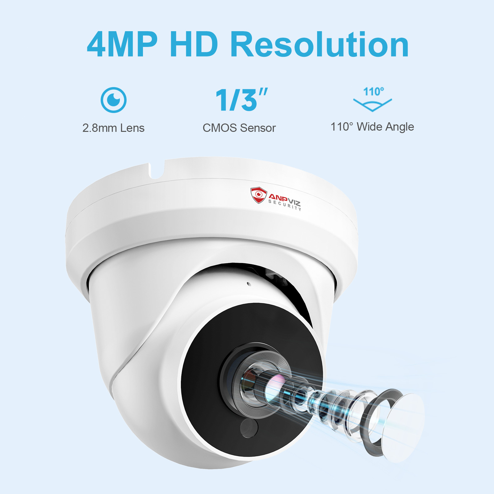 Anpviz 4MP PoE Turret Security Camera Outdoor Audio NDAA Compliant IPC-D3240W-S
