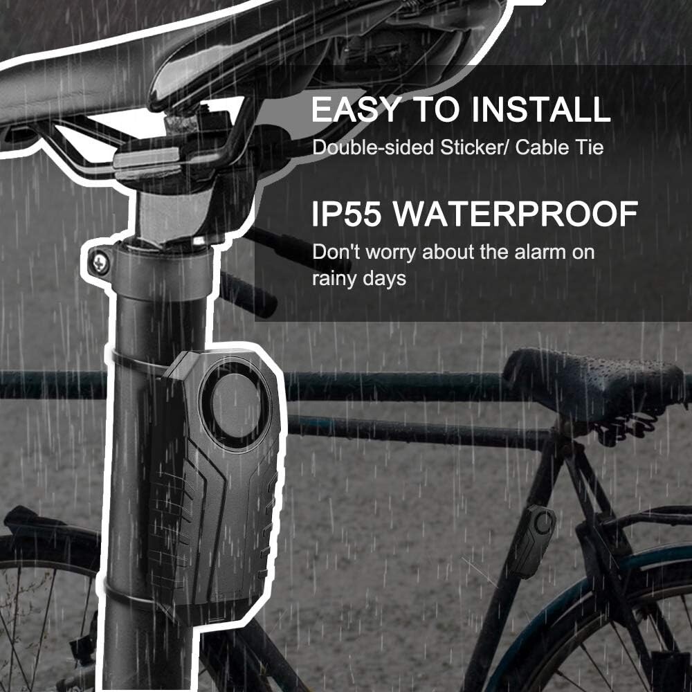 113dB Bike Alarm Wireless Vibration Motion Sensor Waterproof Motorcycle