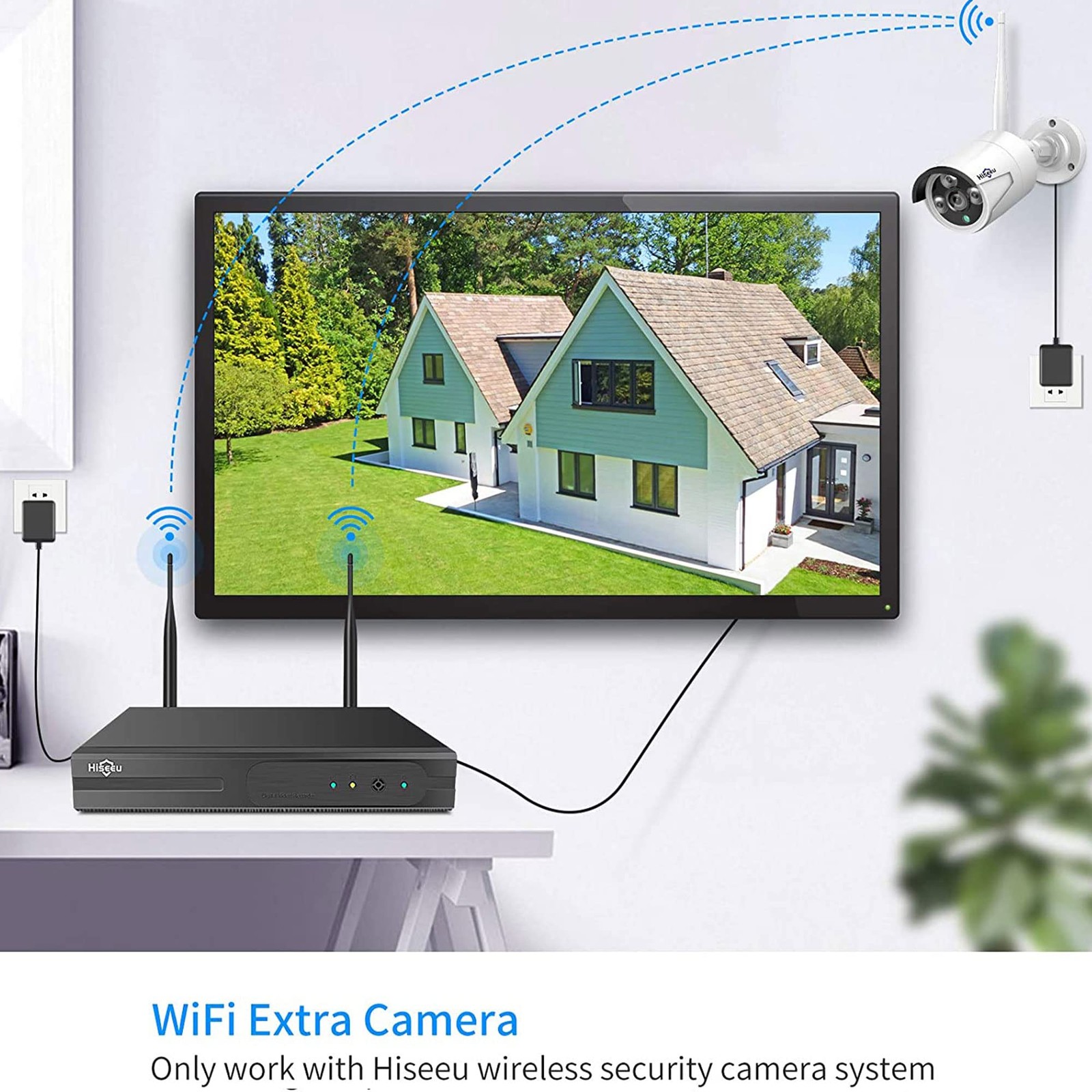 Hiseeu Camera Add on 3MP Outdoor Wireless 1 Count (Pack of 1), White