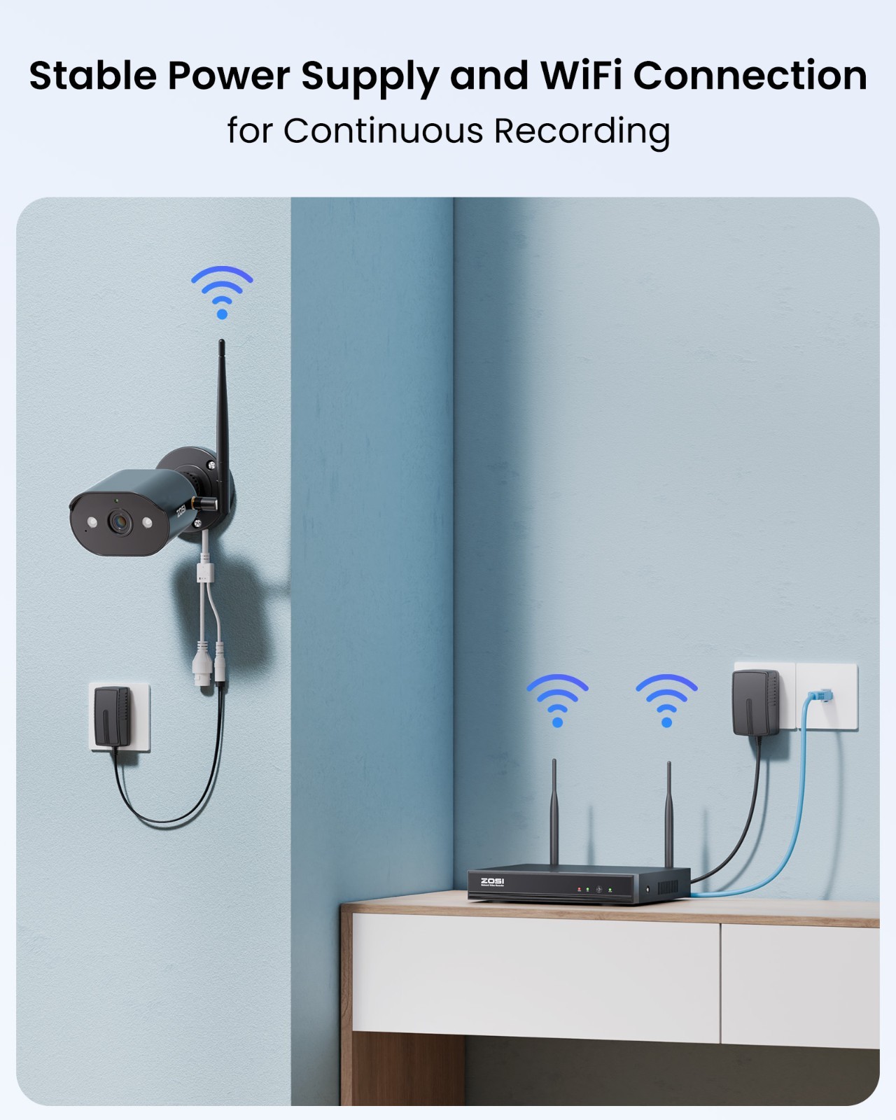 ZOSI H.265+ 8CH wireless security 3MP 2k wifi Outdoor camera system 1TB HDD
