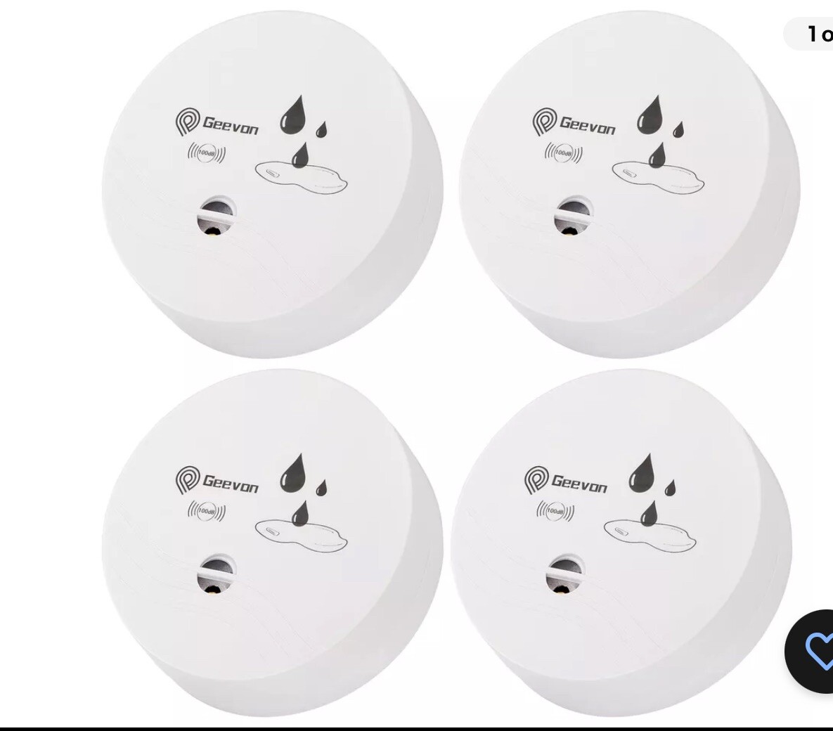 Geevon 4 Pack Water Leak Detectors, 100dB Water Sensor Alarms Flood Detector