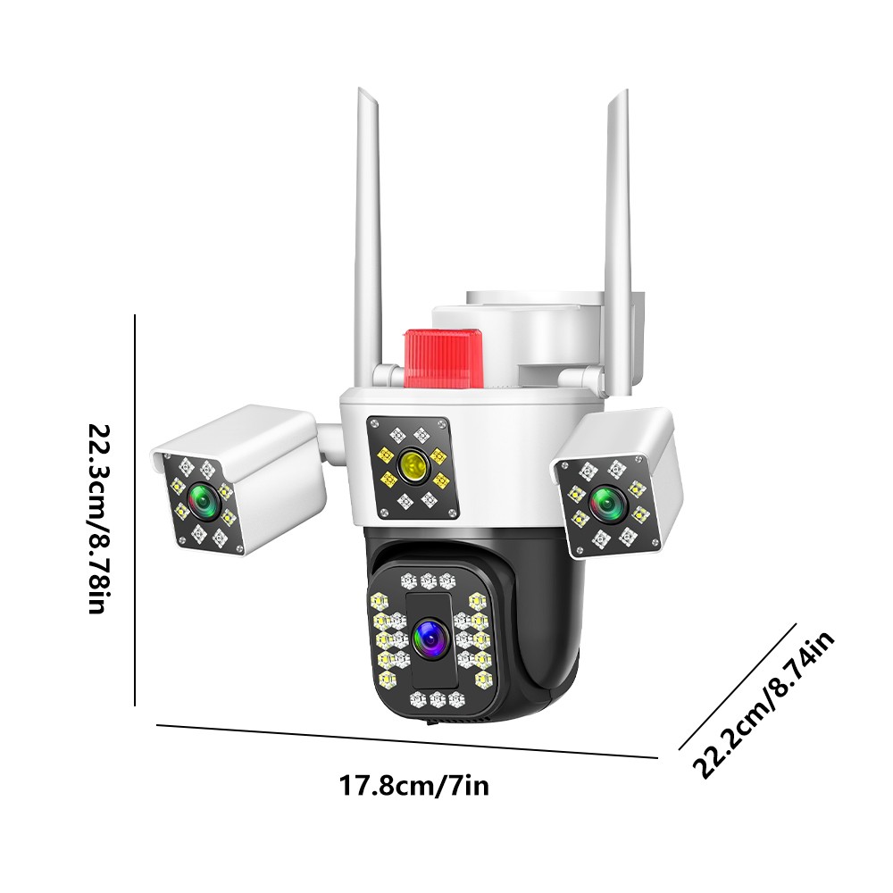 3 Lens HD 12MP WiFi IP Camera Wireless Outdoor CCTV PTZ Home Security IR Cam