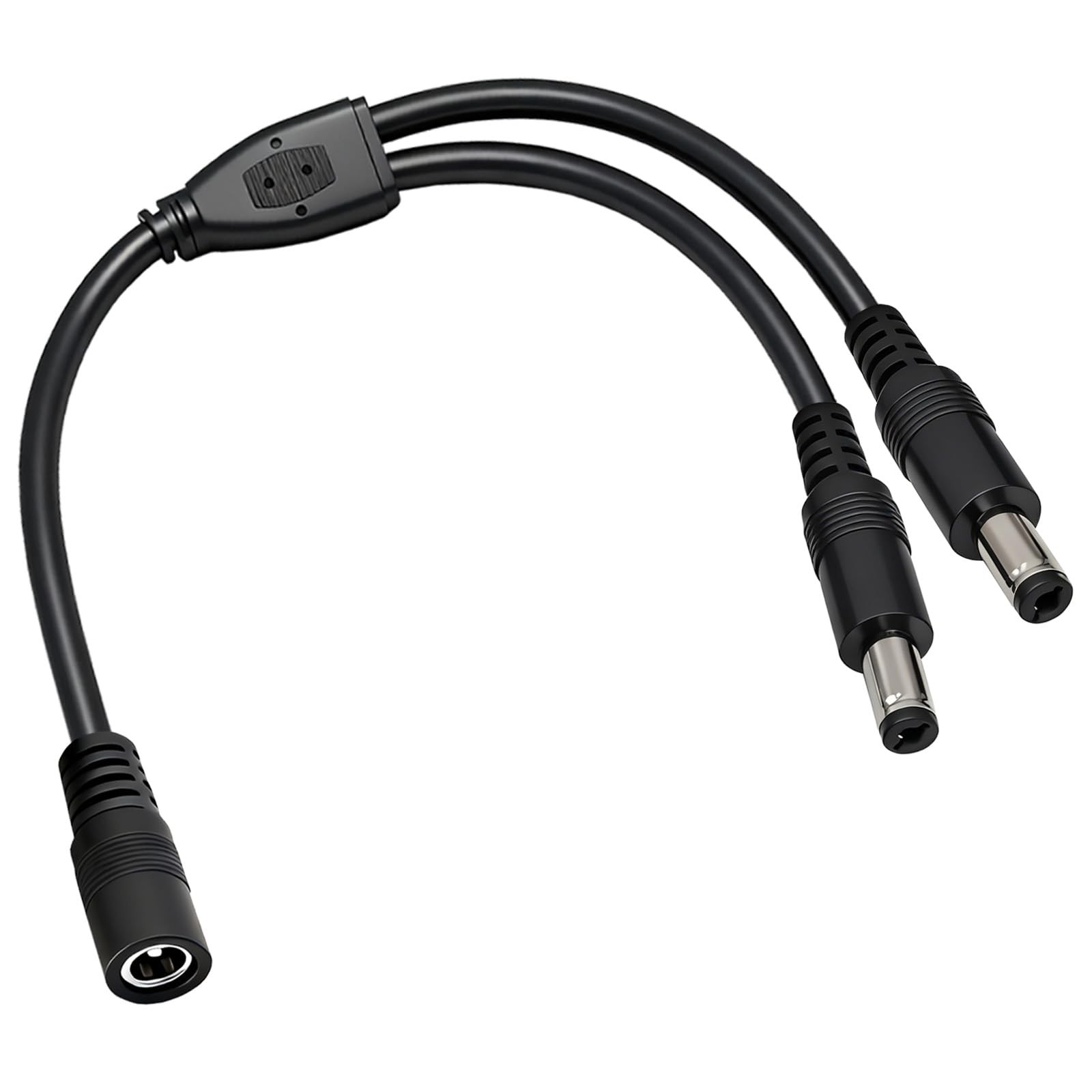 3-Pack 18AWG DC 5.5mm x 2.1mm 12V/24V 1 female to 2 male 1ft, Black 3pcs
