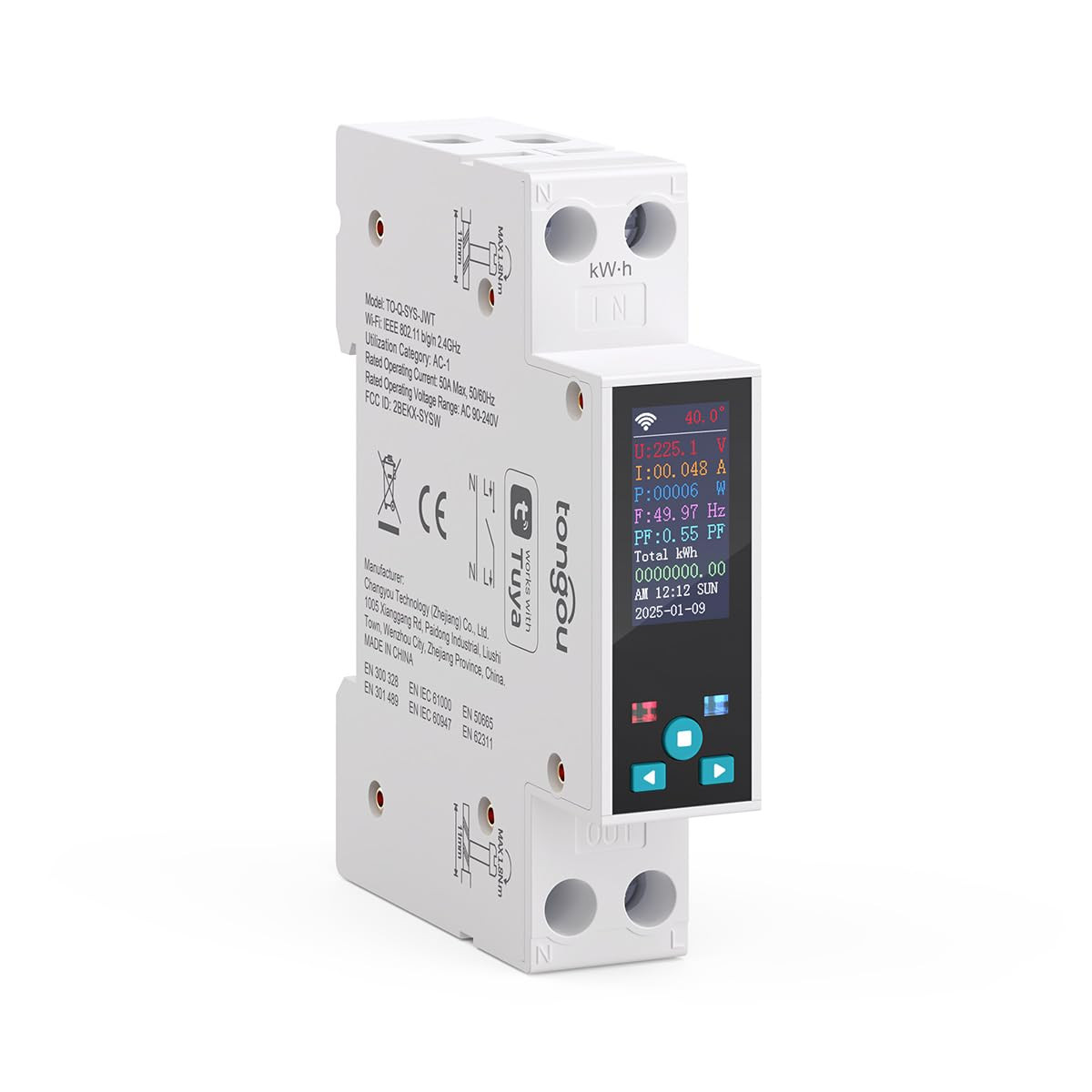 Smart Wifi Switch, 1P+N AC90-240V 1-50A, Smart Life/Tuya APP Remote Control, wit