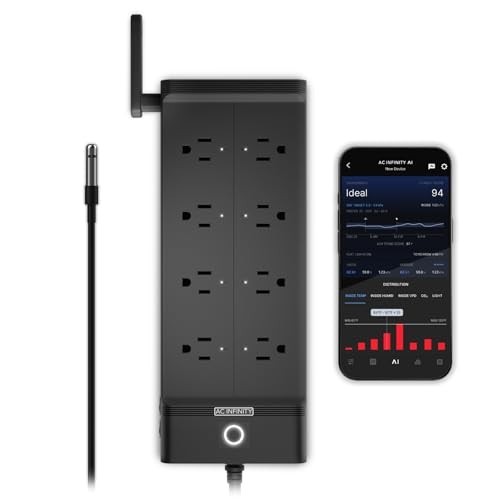 AC Infinity Smart WiFi Power Strip, Dual-Zone Temp Humidity Controller, 8 Plugs