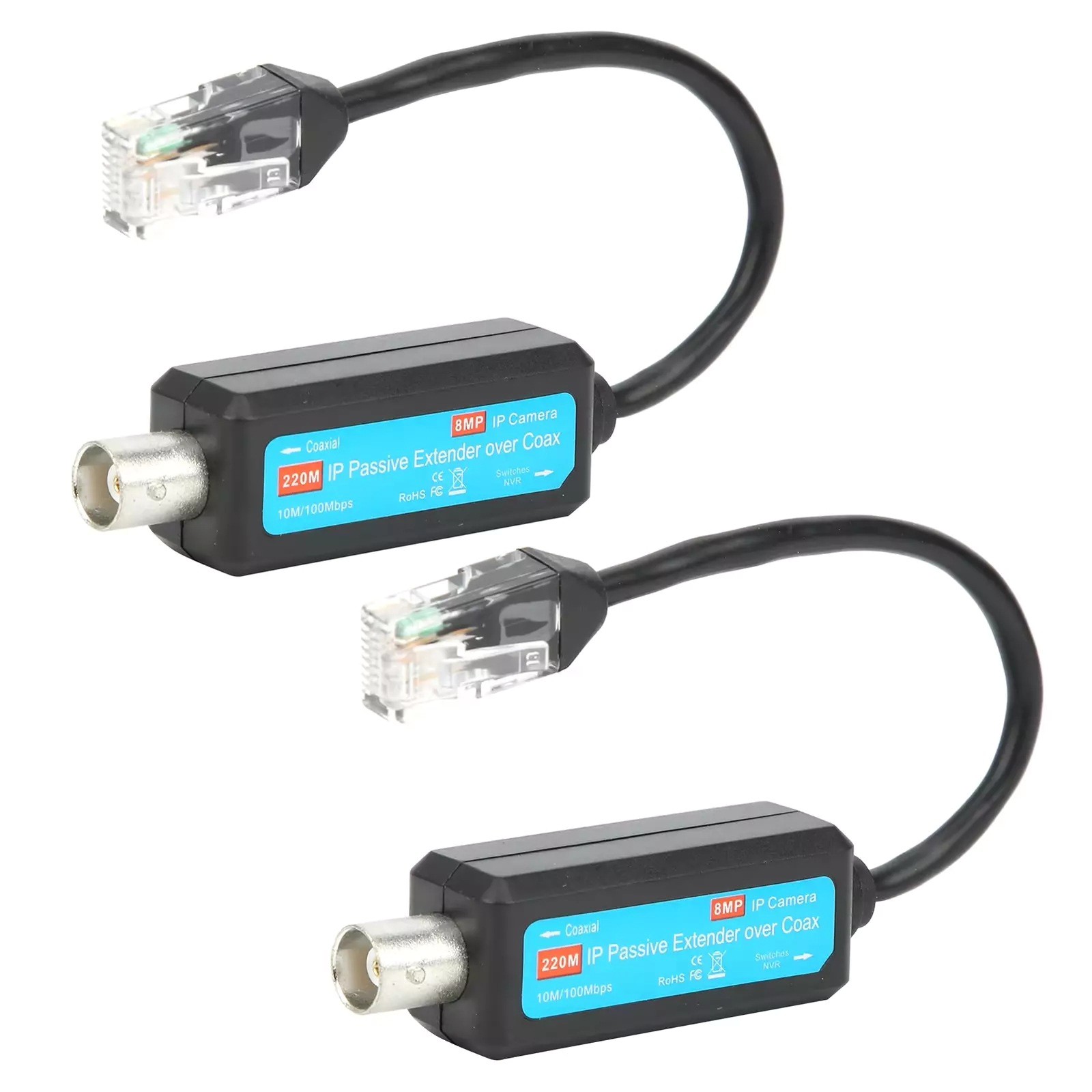 1Pair Passive Coaxial lP Extender 10/100mbps lEEE802.3 10Base-T PAL/NTSC/SECAM