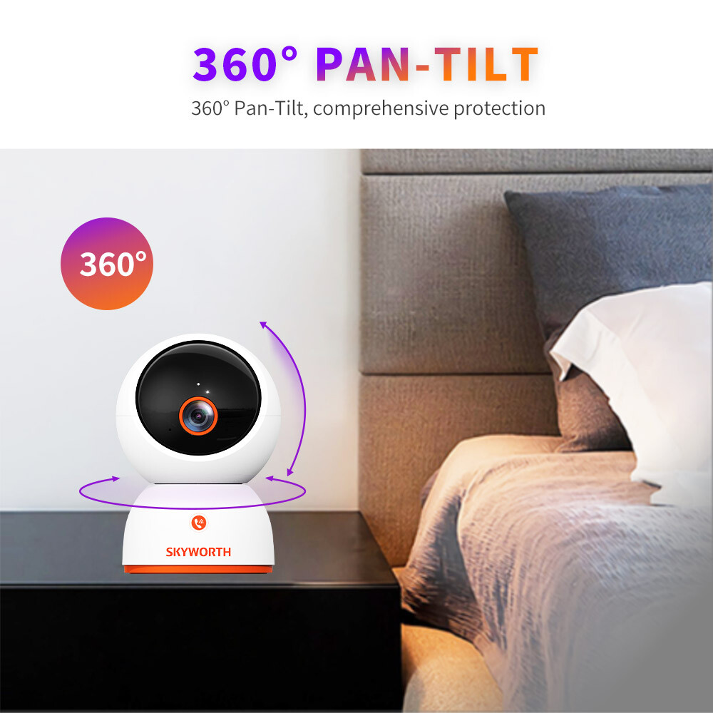 Skyworth H80 Pro 4K 8MP Indoor Security Camera 2.4 & 5 Ghz Pet Baby Monitor PTZ