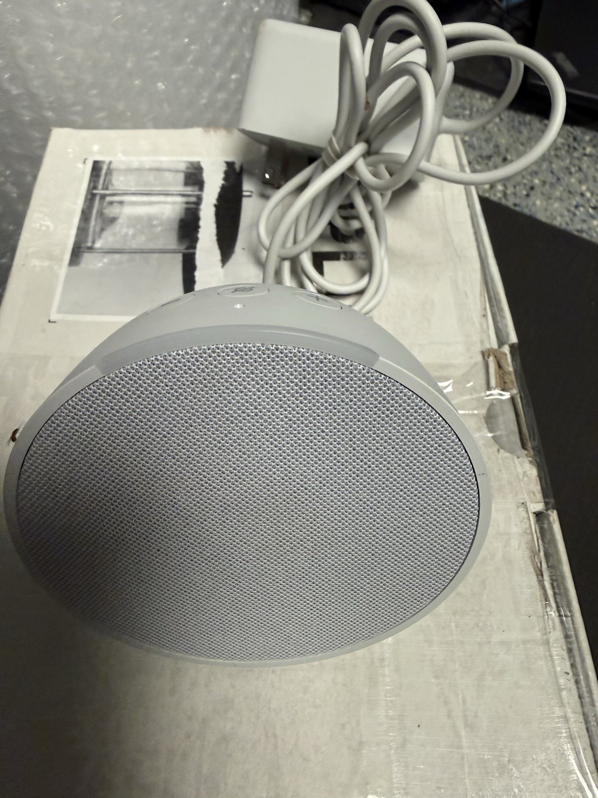 Amazon Echo Pop Smart Speaker Glacier White Alexa C2H4R9 And Power Cord Used