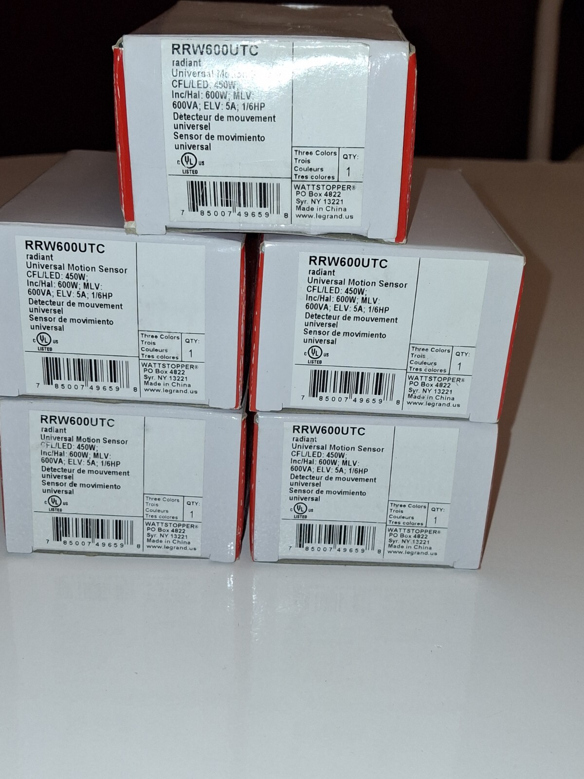 Lot Of 5-Legrand Radiant RRW600UTC Single Pole 3-Way Occupancy Sensor Switch