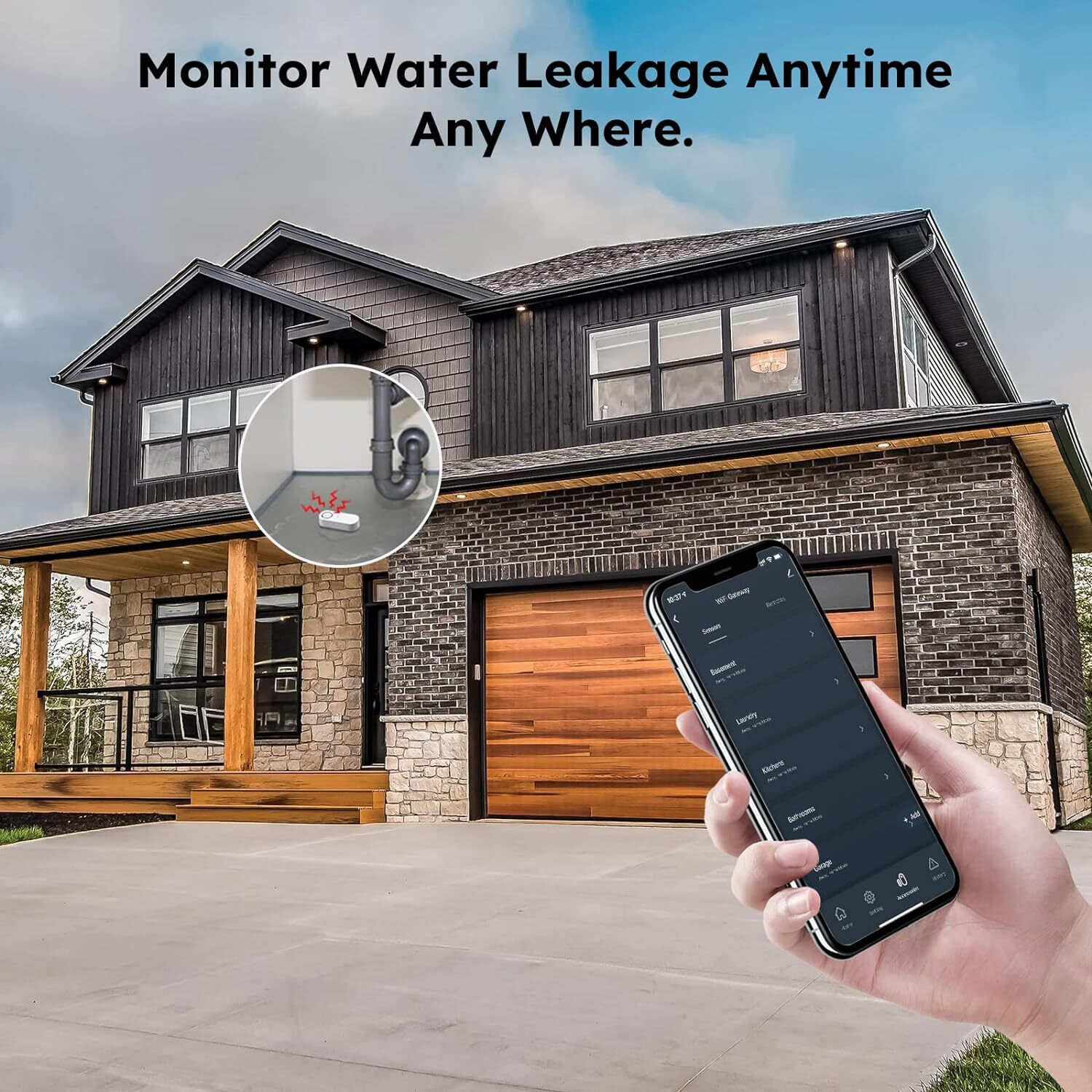 2x Water Leak Detectors Audio Alarm Senso Sensitive Leak 120dB for Home Kitchen