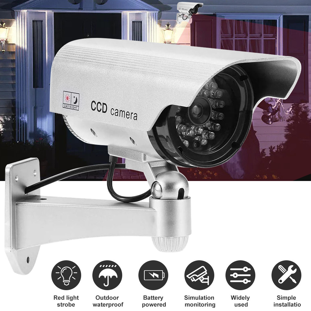 Dummy Camera CCTV Security Surveillance Cam Fake Red IR LED Outdoor Indoor