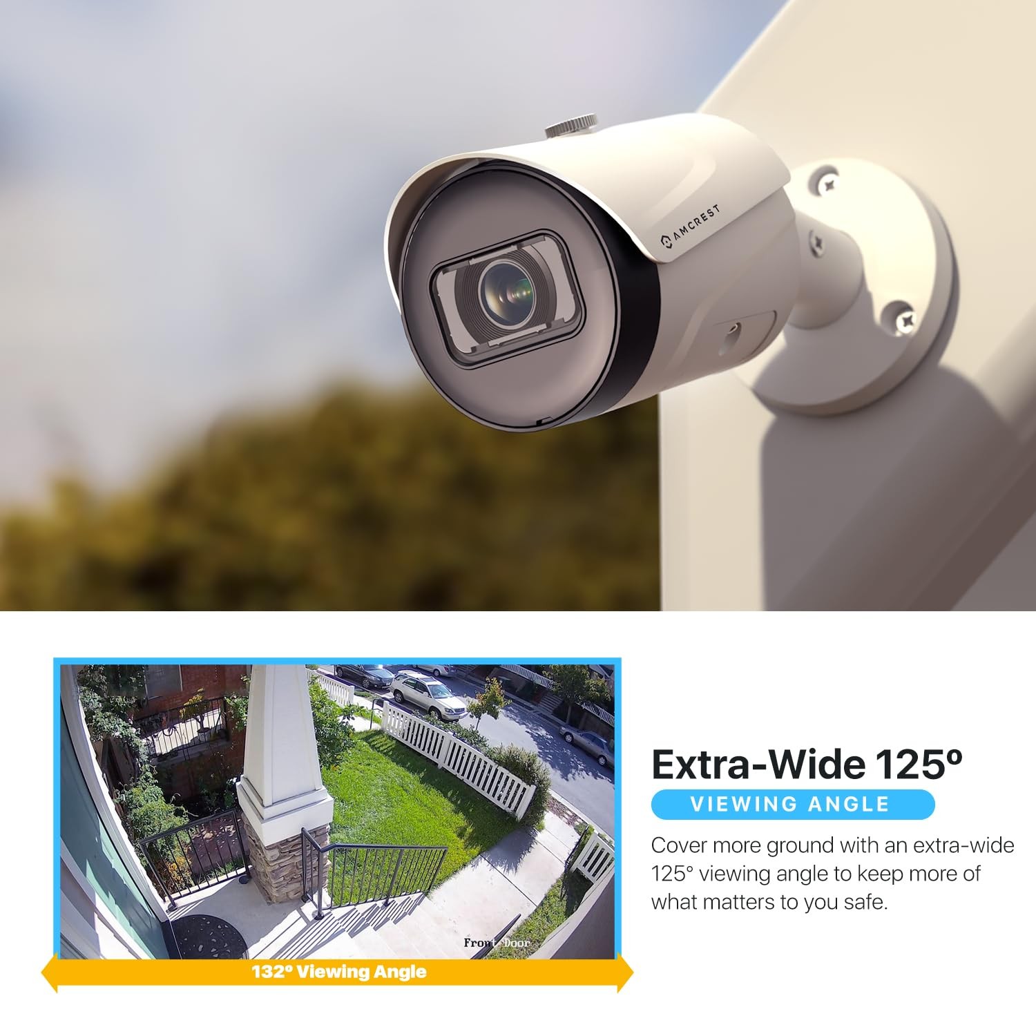 Amcrest UltraHD 4K (8MP) Outdoor Bullet POE IP Camera, 3840×2160, 98ft NightVisi