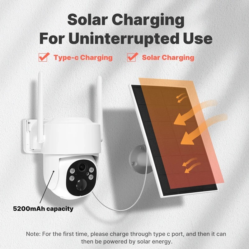 4pcs-Outdoor Security Camera 2K HD Solar Cloud IP Waterproof Night Vision 2.4Ghz