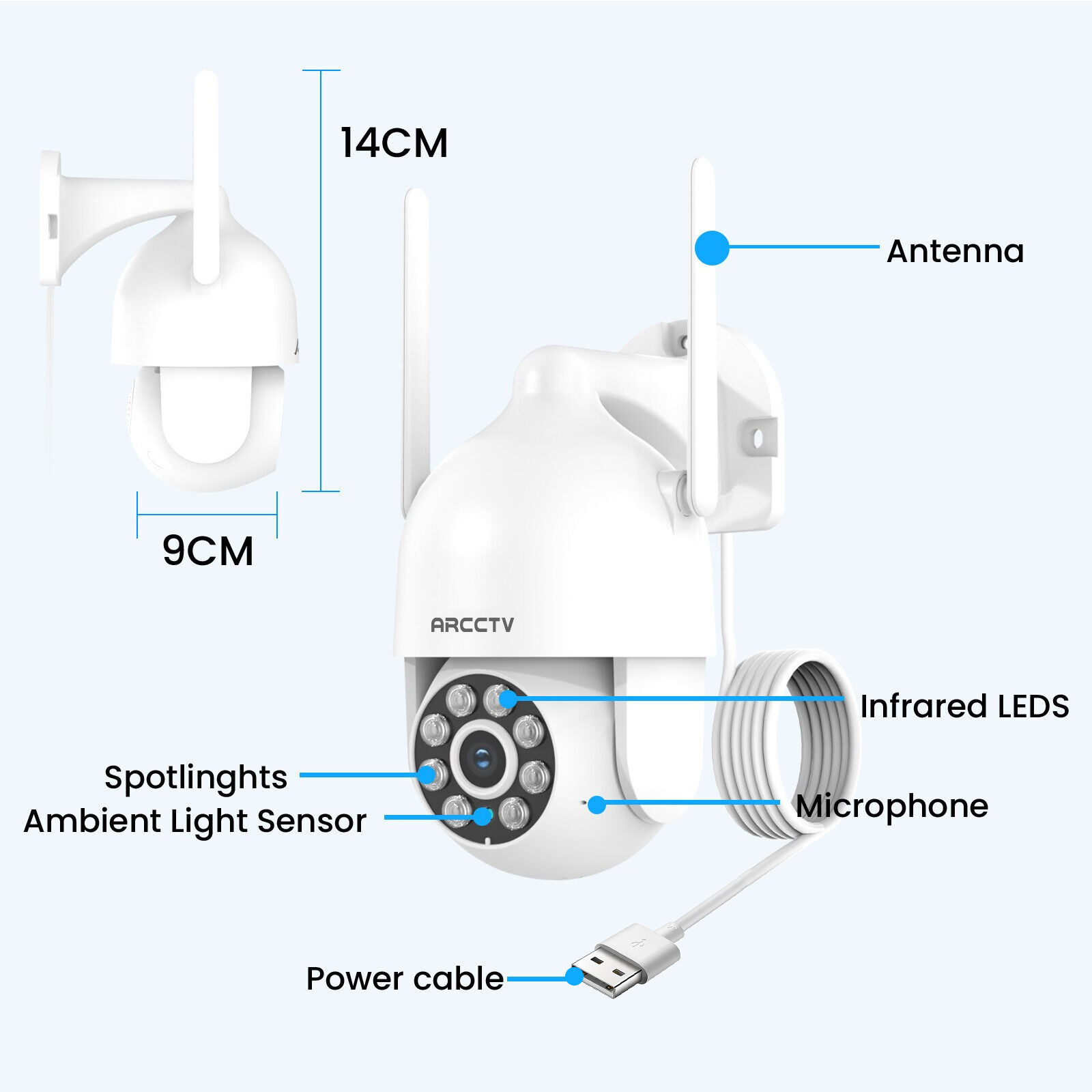 ARCCTV Wireless Security Camera System Outdoor WiFi Pan/Tilt Audio Night Vision