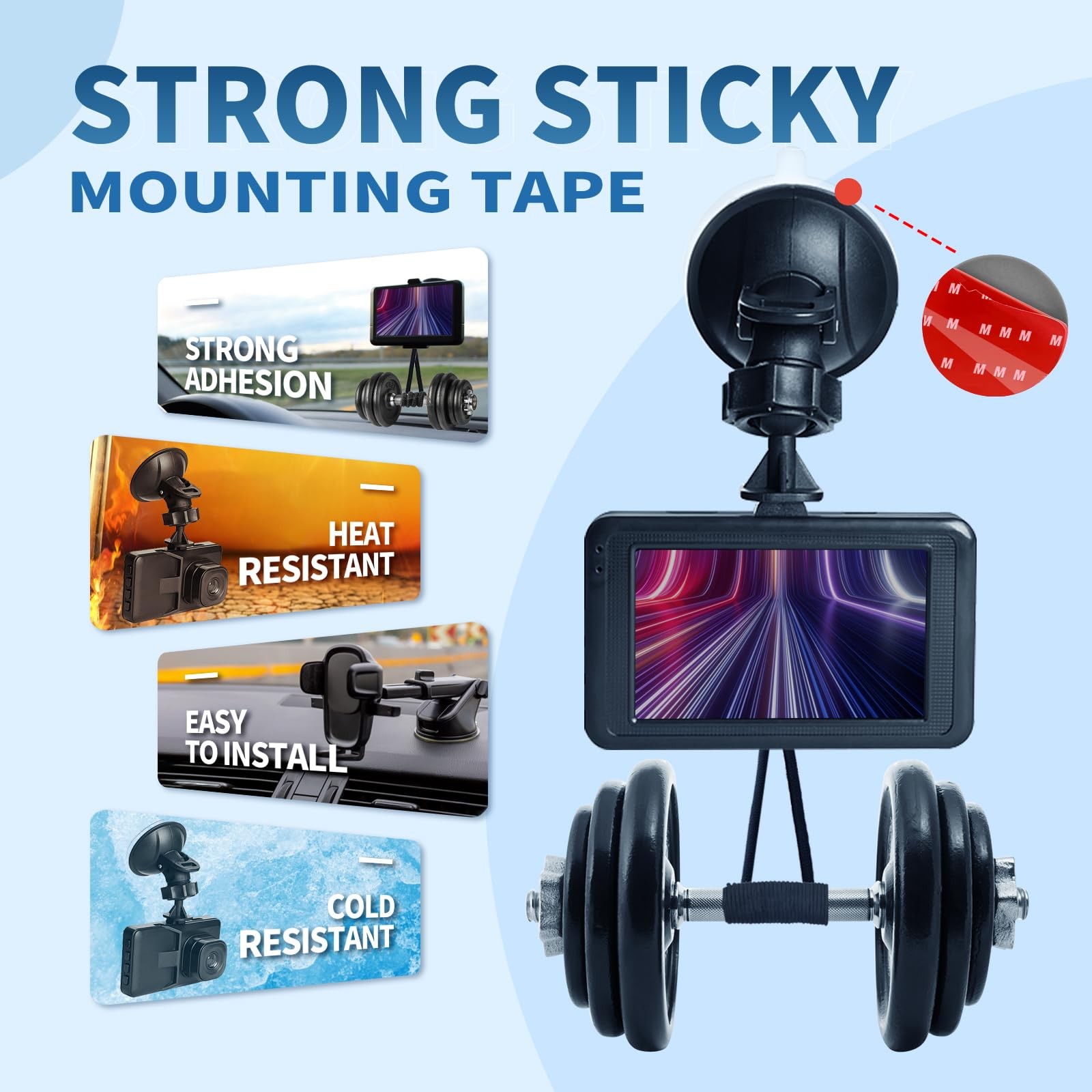 6 Pcs Dash Cam Adhesive Pads, Double Sided Pads for Car Red