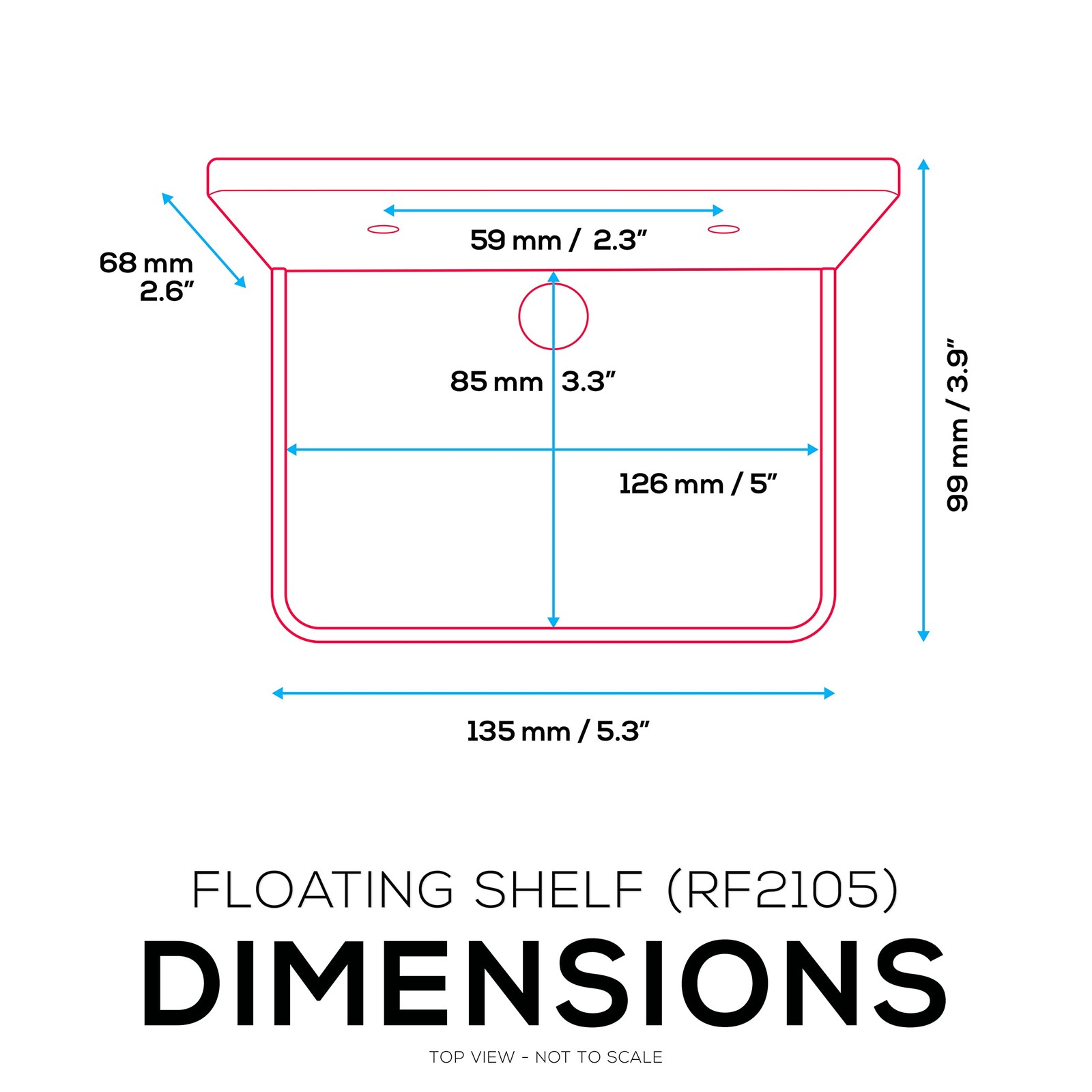5” Small Floating Shelf, Adhesive & Screw in, for Bluetooth Speakers, Cameras…