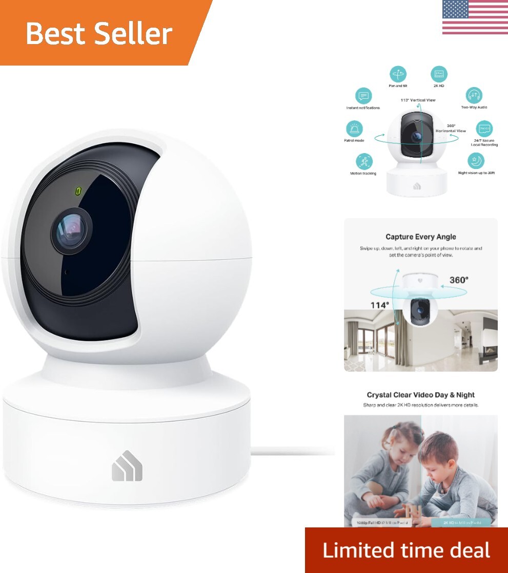 Kasa 2K Pan/Tilt Security Camera for Baby & Pet Monitoring – Wi-Fi & Cloud Ready