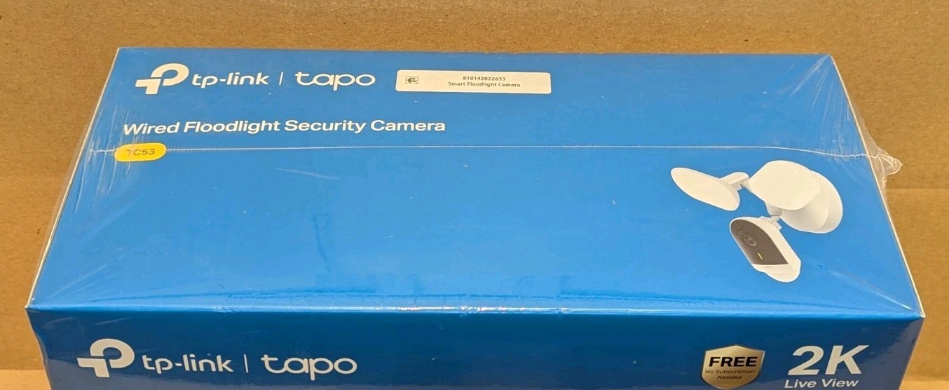 TP-Link Tapo 2K Wired Floodlight Security Camera Outdoor TC53 White NEW SEALED