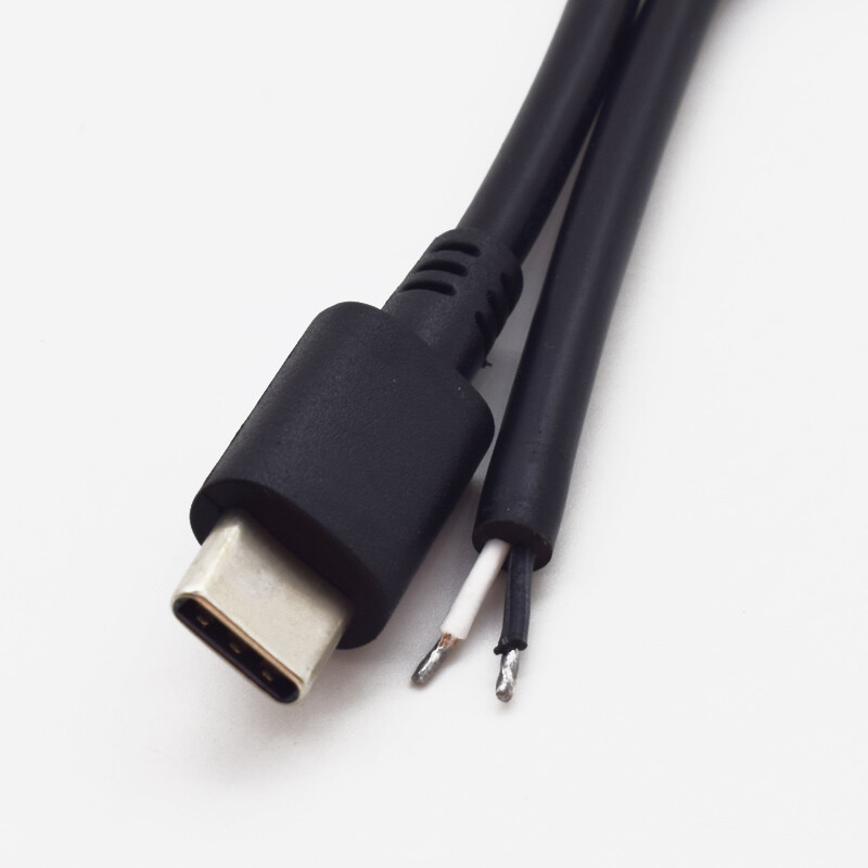 5pcs 25cm USB C Type-C Male Plug Cable 2 wires Power Pigtail Cable Cord DIY -US