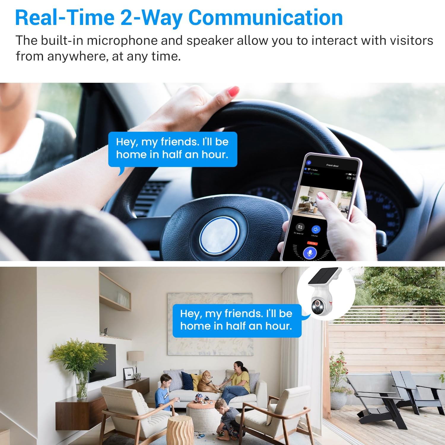 1080p Security Camera Wireless with Solar Panel, AI Human Detection, 2-Way Au…