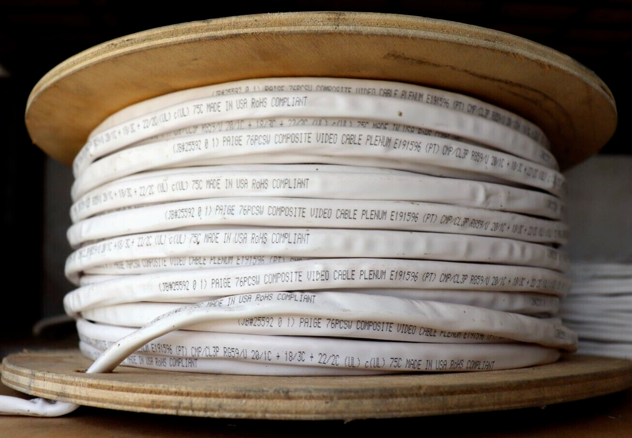 Paige RG59 18/3-22/2 Plenum Composite Video Cable, Various Lengths on Spools