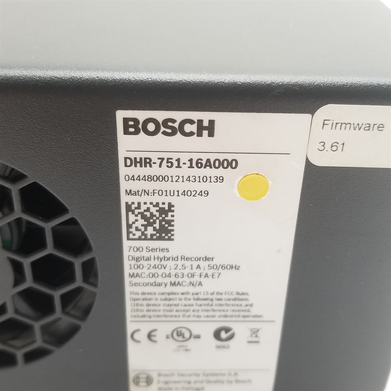 Bosch Divar 700 Digital Network Recorder 1GigE 16-Channel No DVD DHR-751-16A