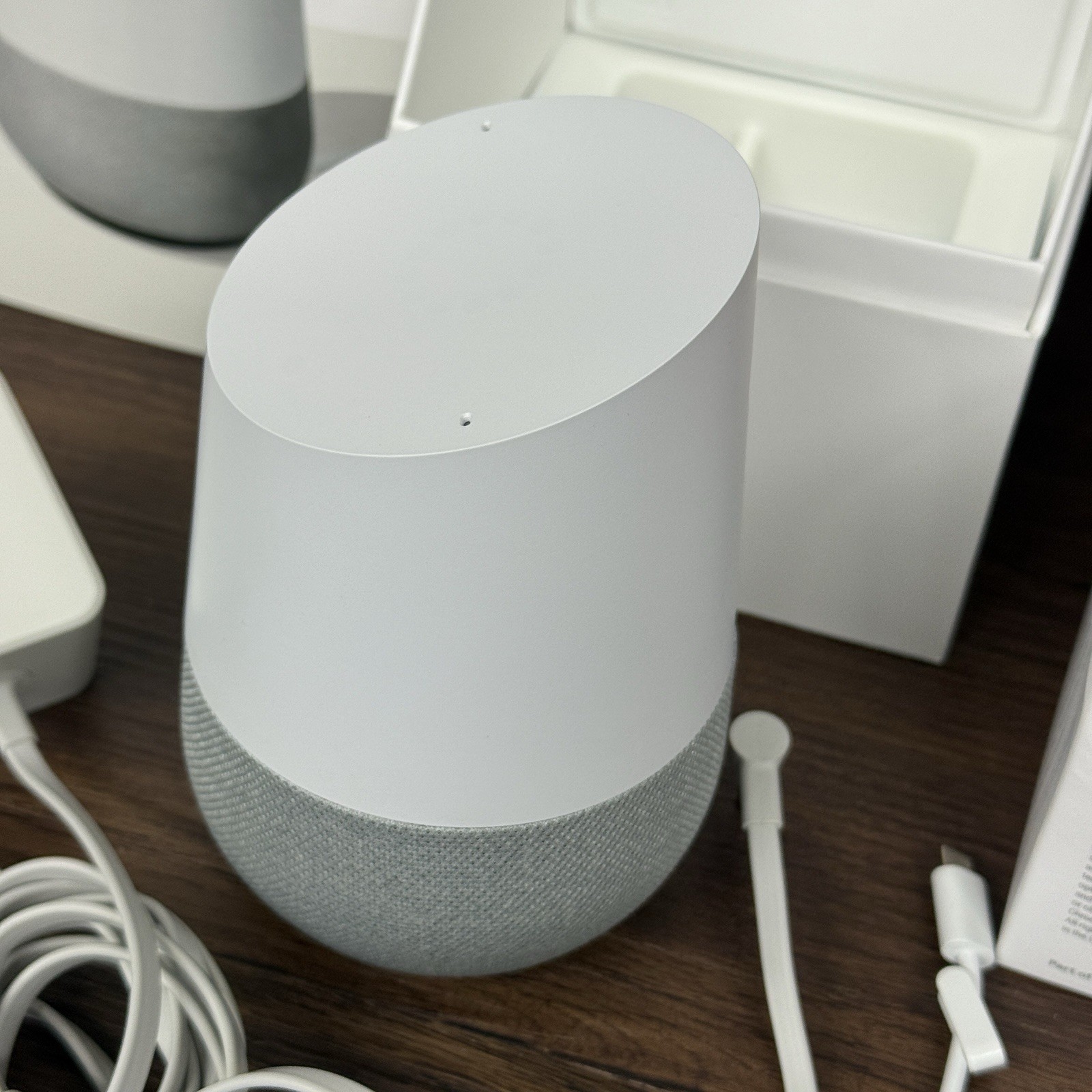 Google Home Smart Assistant Speaker White Slate with Power Cable & Orange Mini