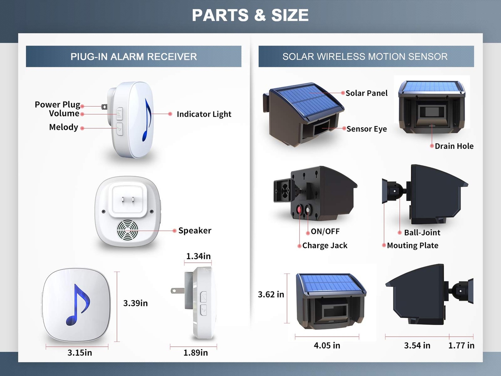 Htzsafe Solar Driveway Alarm System-1/4 Mile Long Transmission Range-Solar Po…