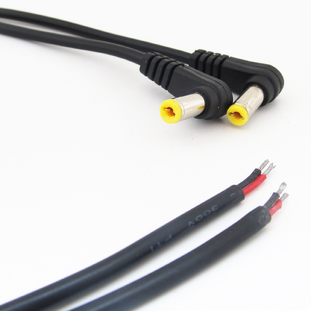 1pc 50cm 22AWG DC Power Cable Right Angle 5.5×2.1mm 2.1mm DC Male For CCTV