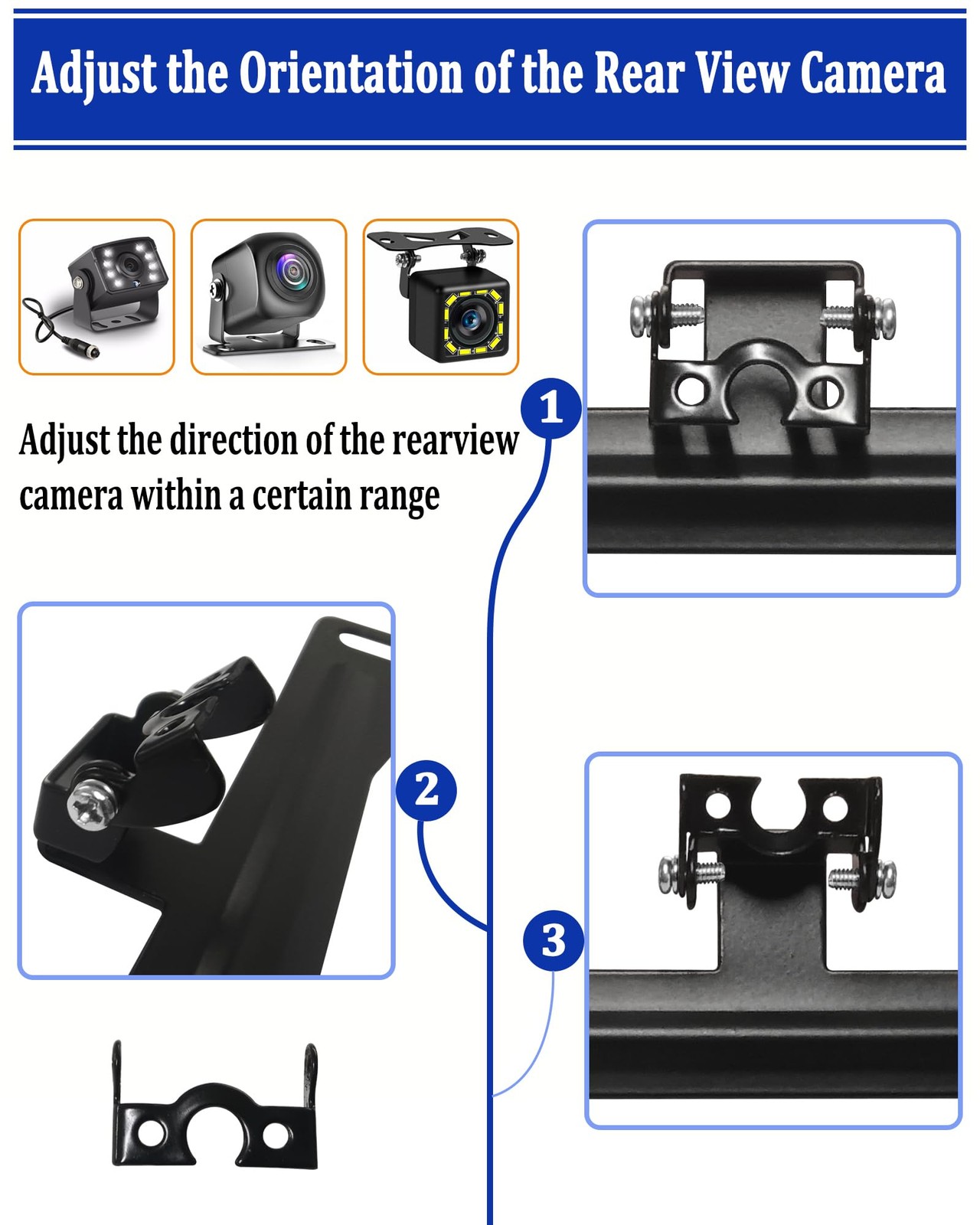 Aootf Universal Car Rear View Camera License Plate Bracket Kit Black