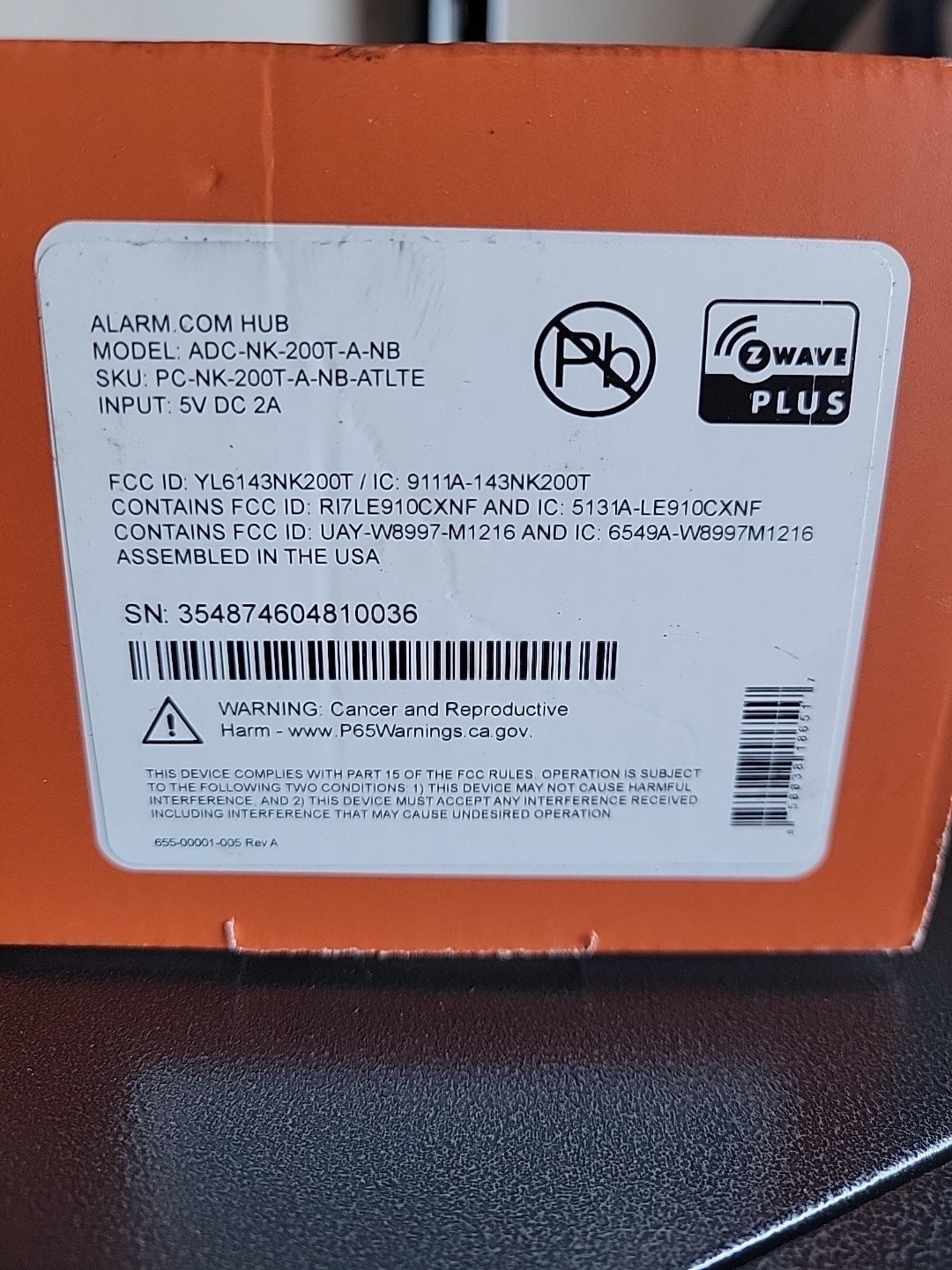 Alarm.com Hub Smart Home Controller ADC-NK-200T-A-NB New/Sealed Box