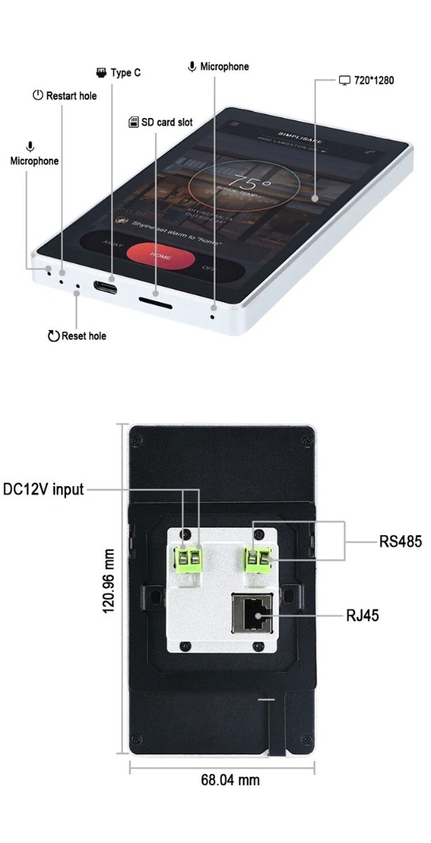 In-Wall 5.5 inch Aluminum Frame Android RK3566 Quad-Core Touch Control Panel