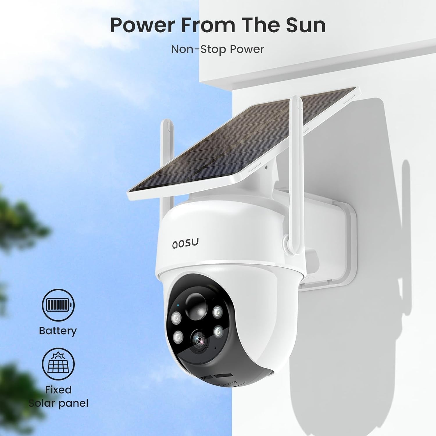 AOSU C9C3CA11SolarCam D1 Classic Kit, Solar Powered Wireless Security-2 Pc. Kit