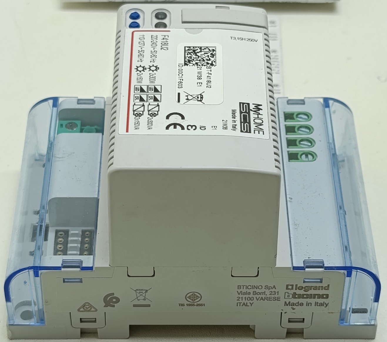 BTicino F418U2 MyHOME SCS Universal Dimmer 2-Channel DIN Rail Module – NIB