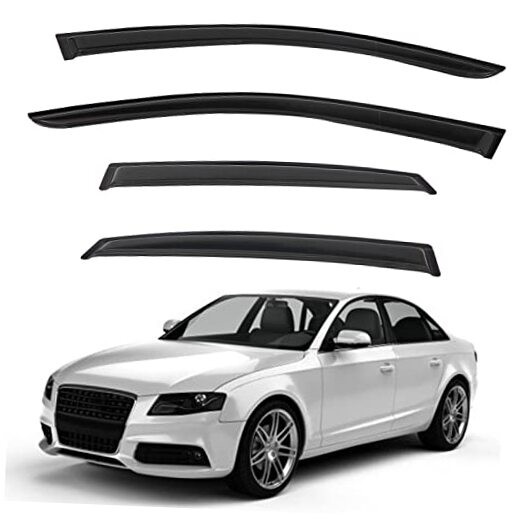 4pcs Front+Rear Smoke Tint Sun/Rain Guard Outside 2009-2016 B8 A4/A4 Quattro/S4