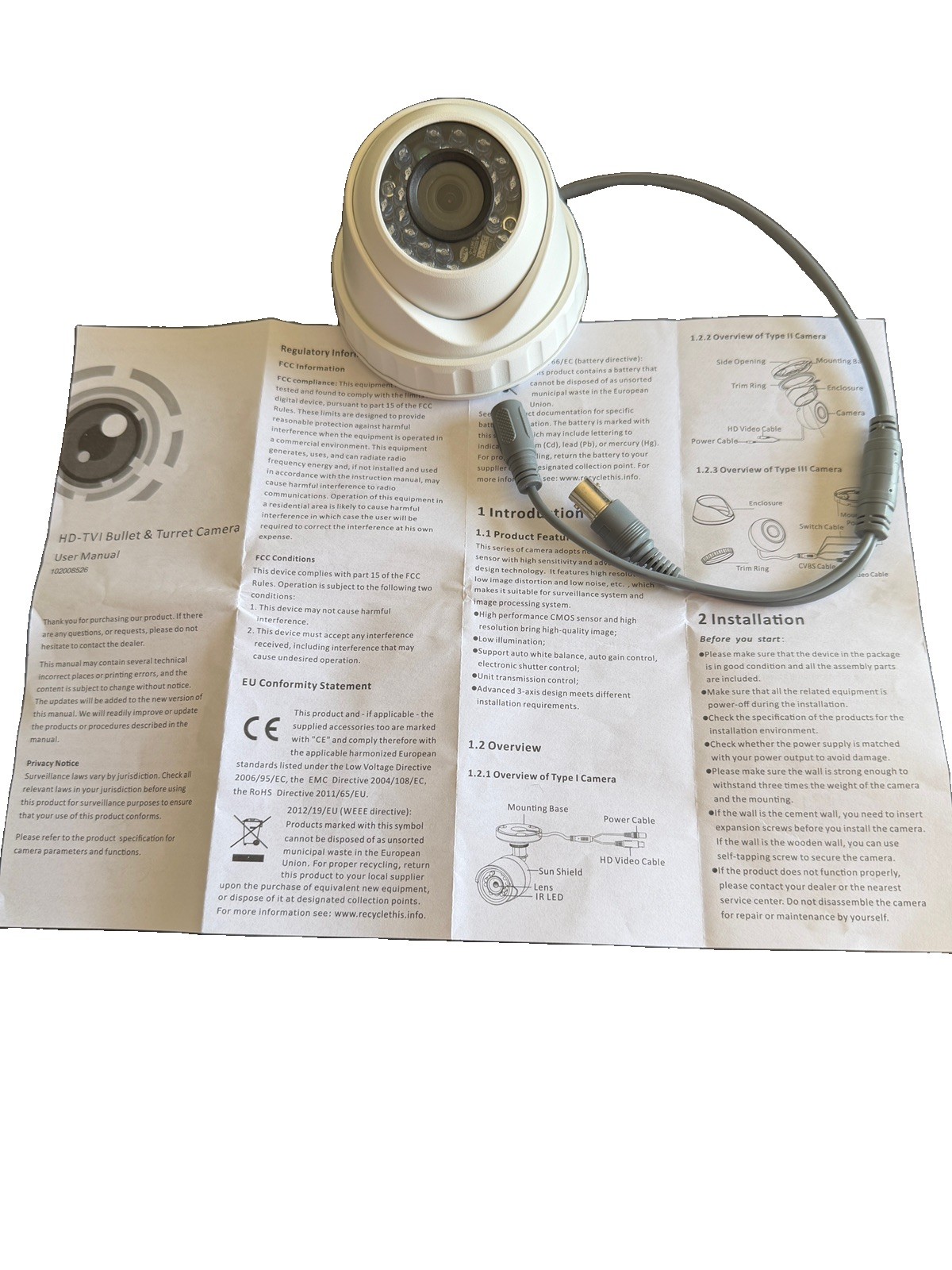 CMHT1010-C-28F 1 HD TVI 1/4″ sensor 2.8mm DC 12v adjustable Dome/Turrett Camera