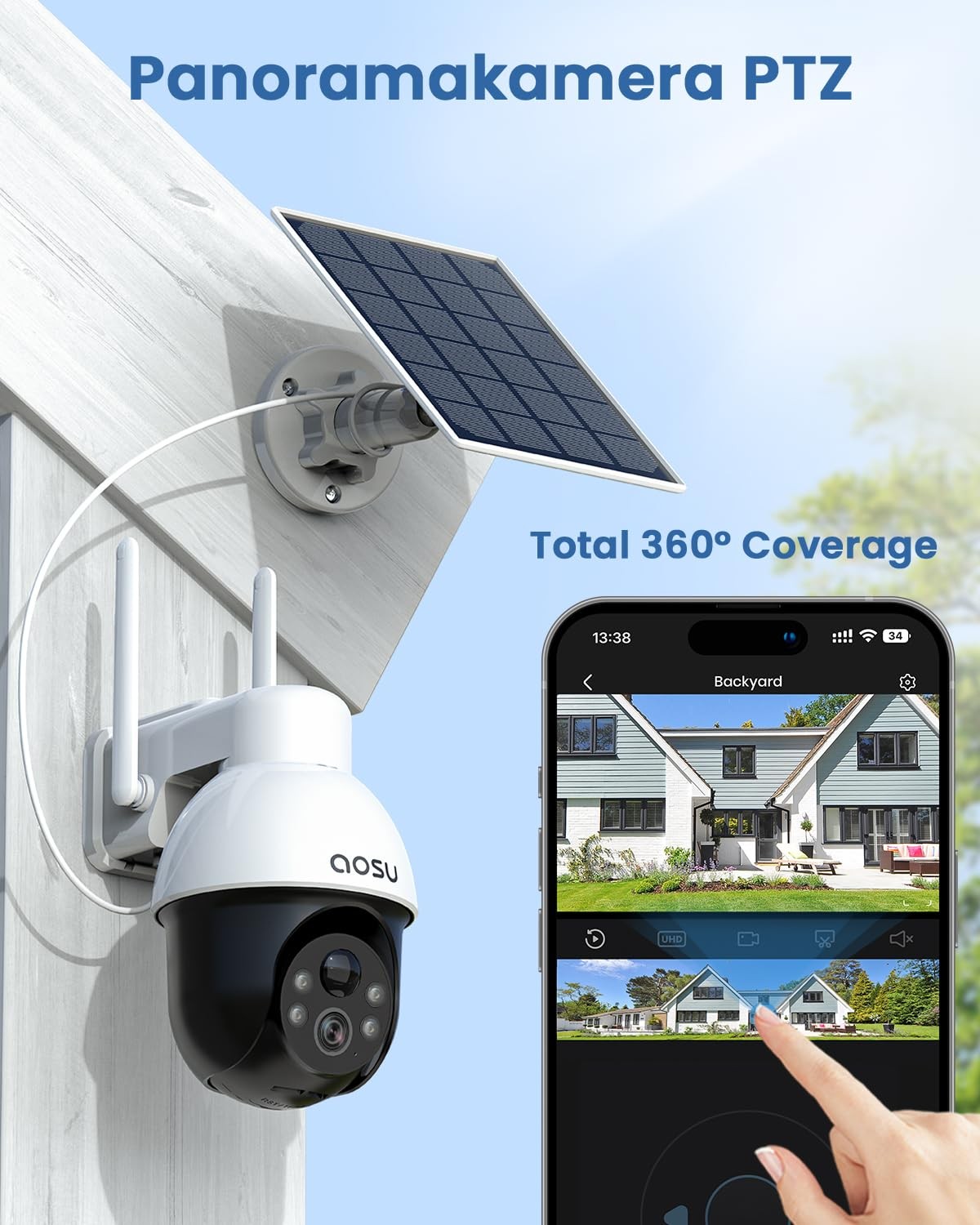 3K 5MP Solar Wireless Outdoor PTZ 360° Smart Tracking
